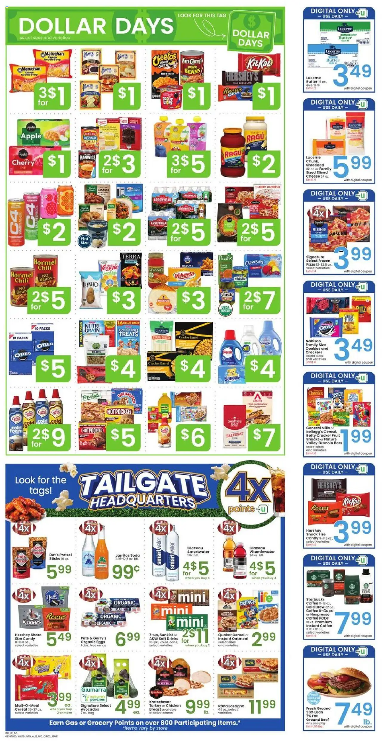 Albertsons Weekly Ad - valid from 24.09.2025 | Page: 3 | Products: Milk, Butter, Coffee, Pork