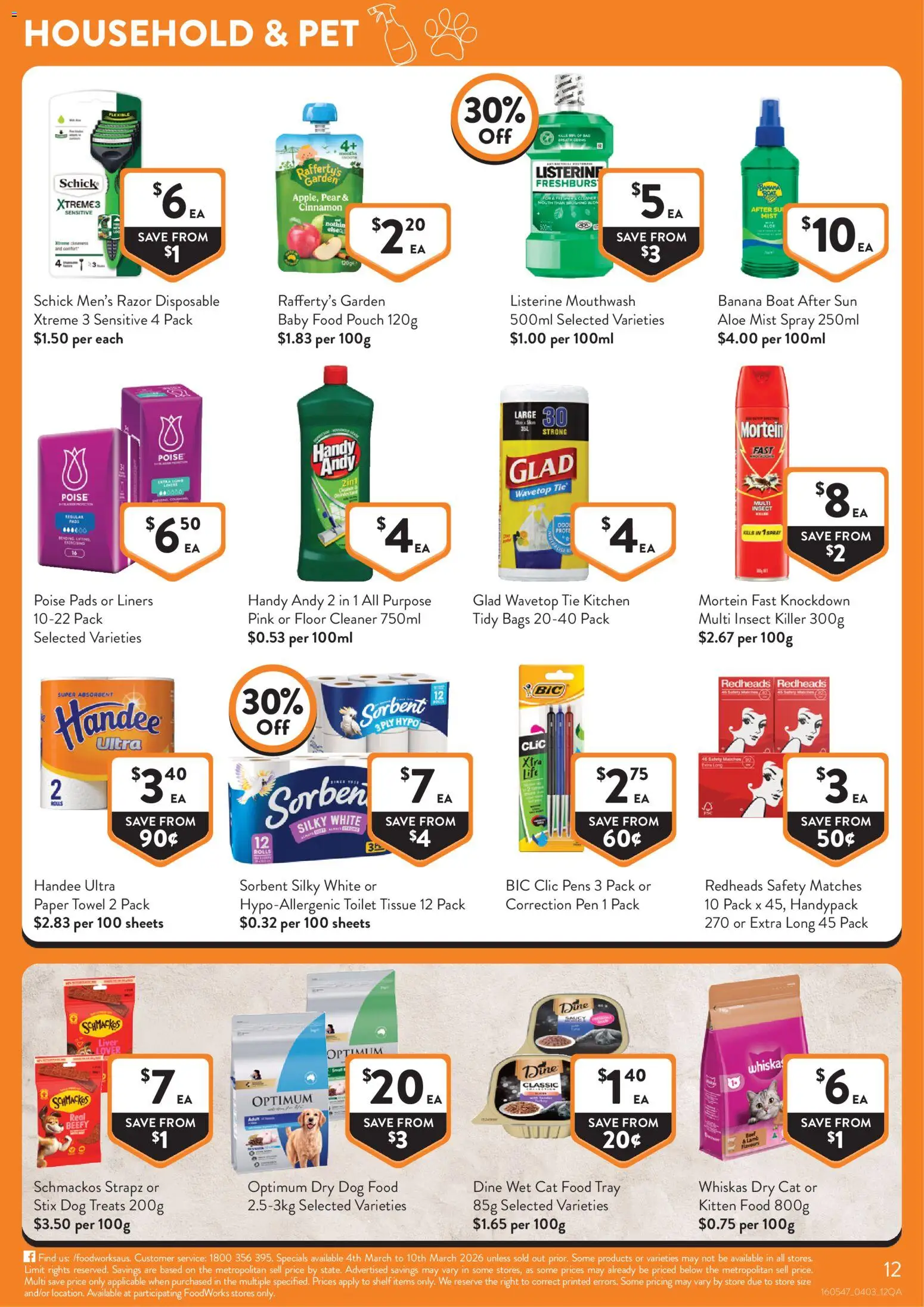 Foodworks catalogue - valid from 04.03.2026 | Page: 12 | Products: Toilet, Dog food, Razor, Pear