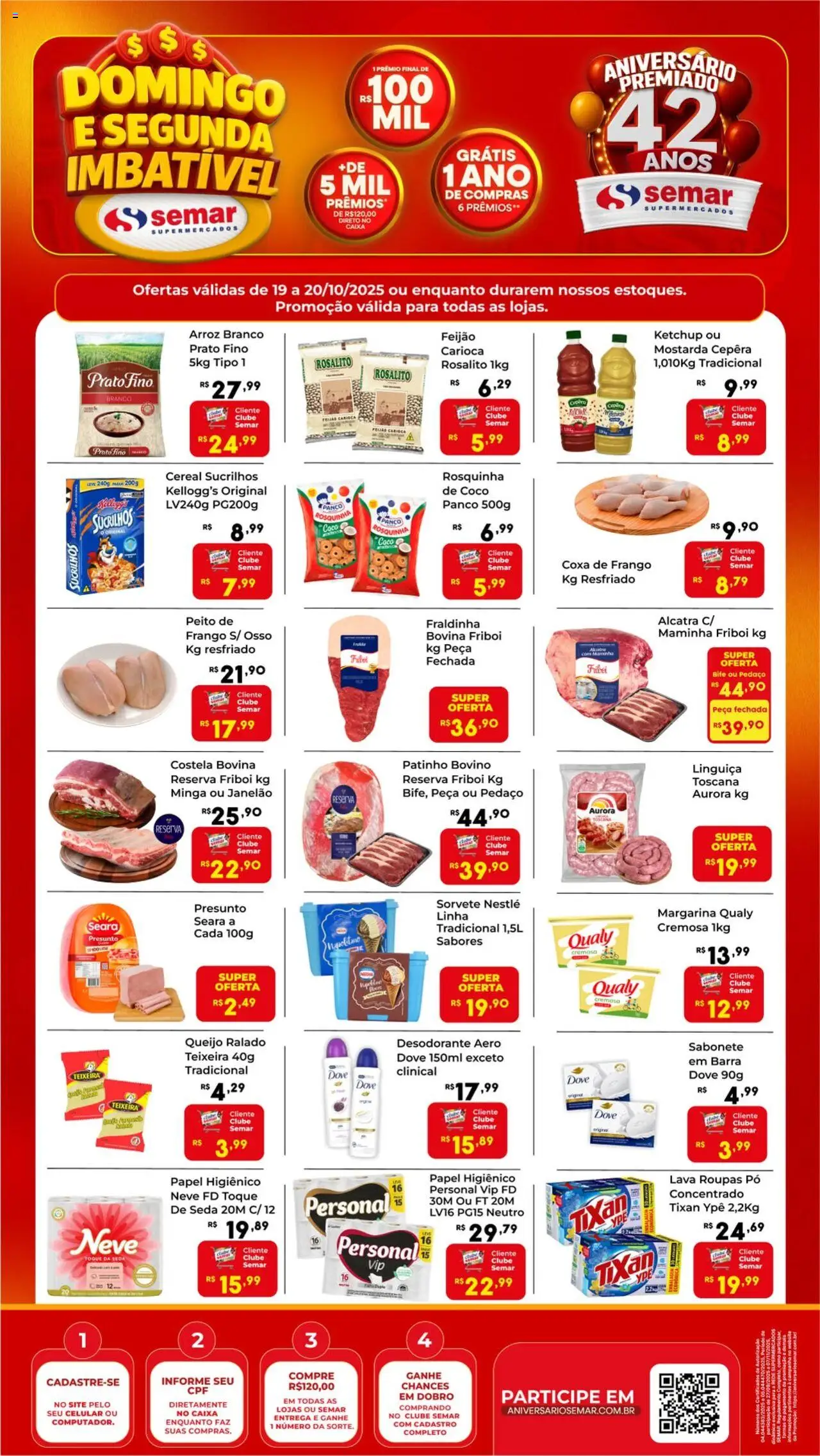 Semar Supermercado Folheto - válido de 19.10.2025 | Página: 1 | Produtos: Pó, Presunto, Roupas, Dove