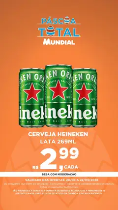 Mundial ofertas Páscoa - Pré-Visualização do folheto da loja Mundial, válido de 20.03.2026 | Página: 6 | Produtos: Cerveja, Cerveja Heineken, Heineken