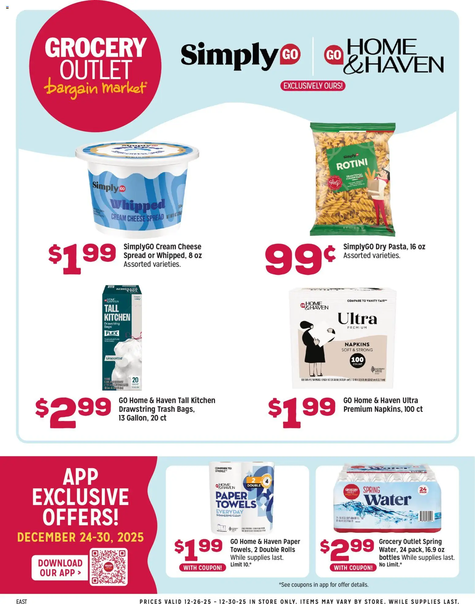 Grocery Outlet Weekly Ops Standalone - valid from 26.12.2025 | Page: 1 | Products: Cheese, Pasta, Cream, Water