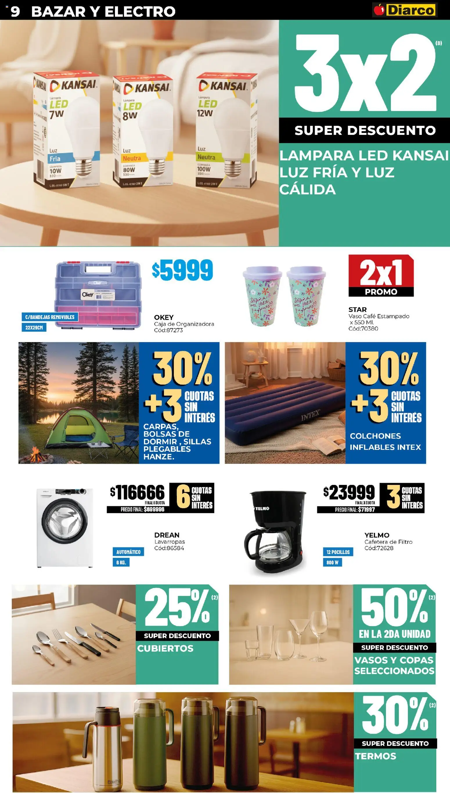 Diarco - Ofertas  │ válido desde el 24.11.2025 | Página: 9 | Productos: Cafetera, Caja, Lámpara, Café