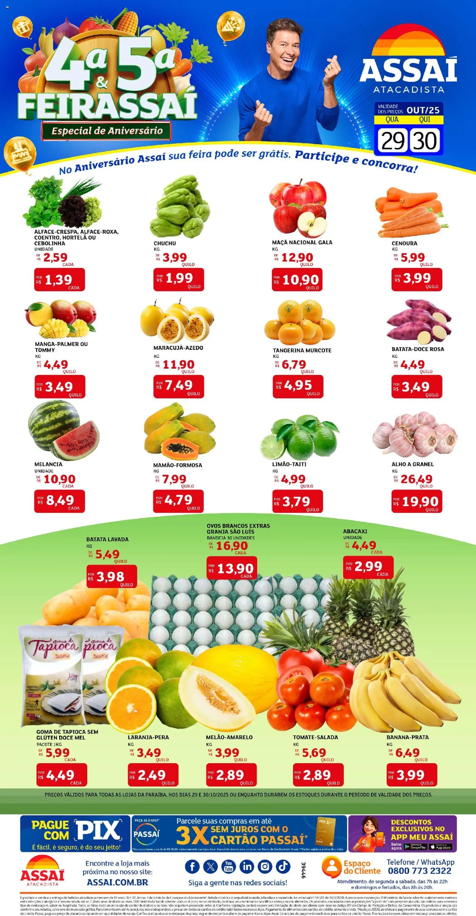 Assaí Atacadista Folheto - válido de 29.10.2025 | Página: 1 | Produtos: Melancia, Hortelã, Abacaxi, Bandeja