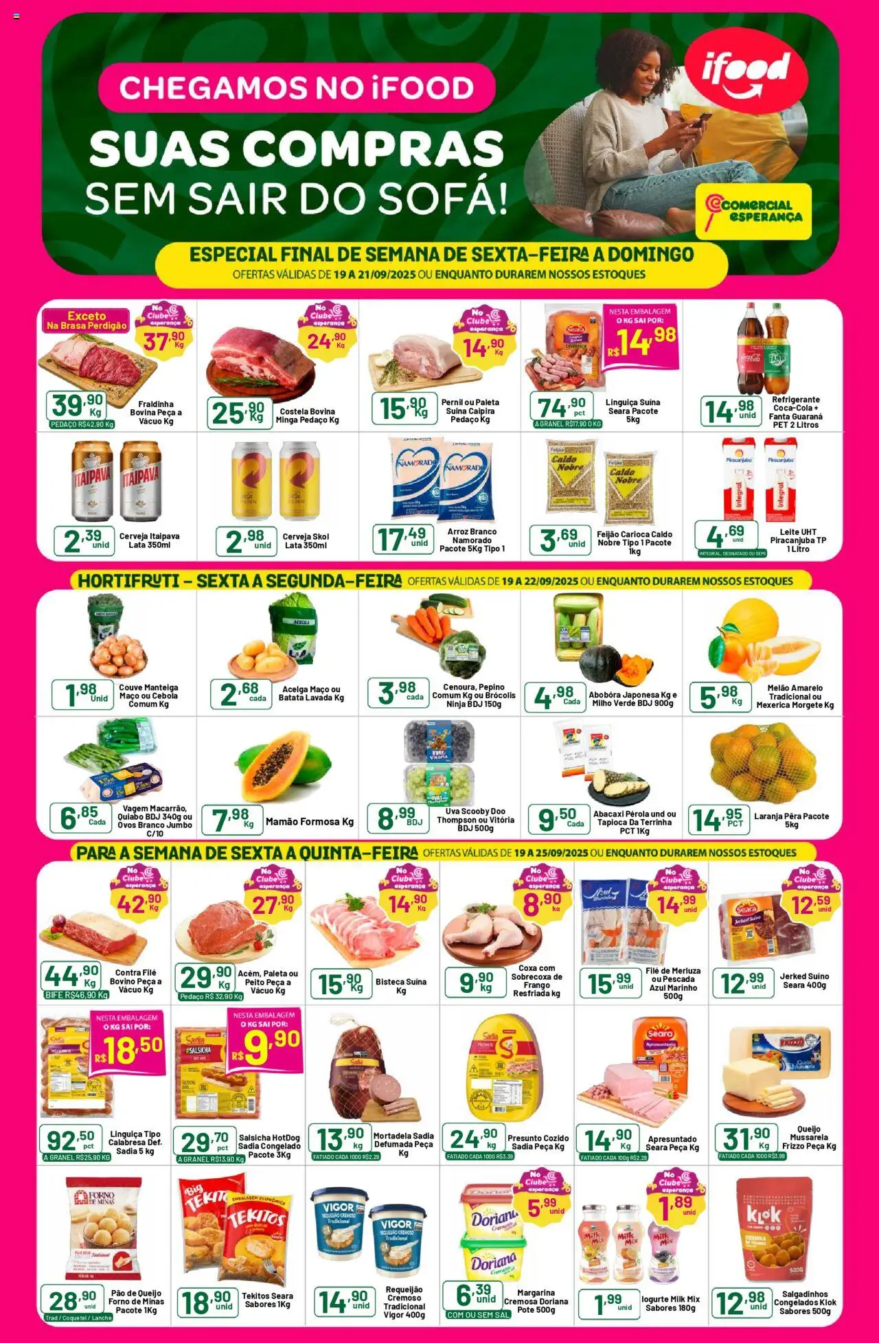 Comercial Esperança Folheto - válido de 19.09.2025 | Página: 1 | Produtos: Abóbora, Salsicha, Presunto, Couve
