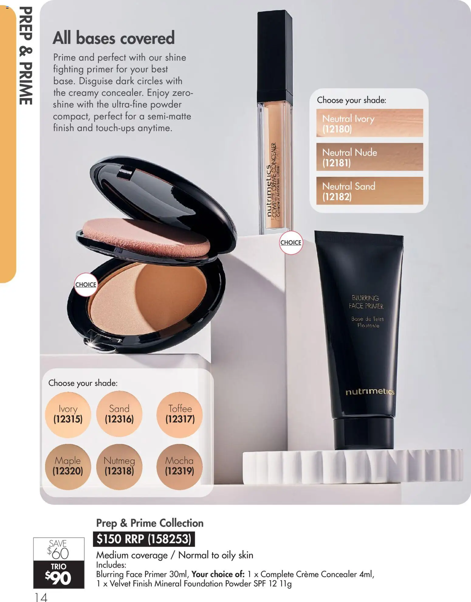 Nutrimetics catalogue - valid from 01.01.2026 | Page: 14 | Products: Concealer, Nutmeg, Face primer, Foundation