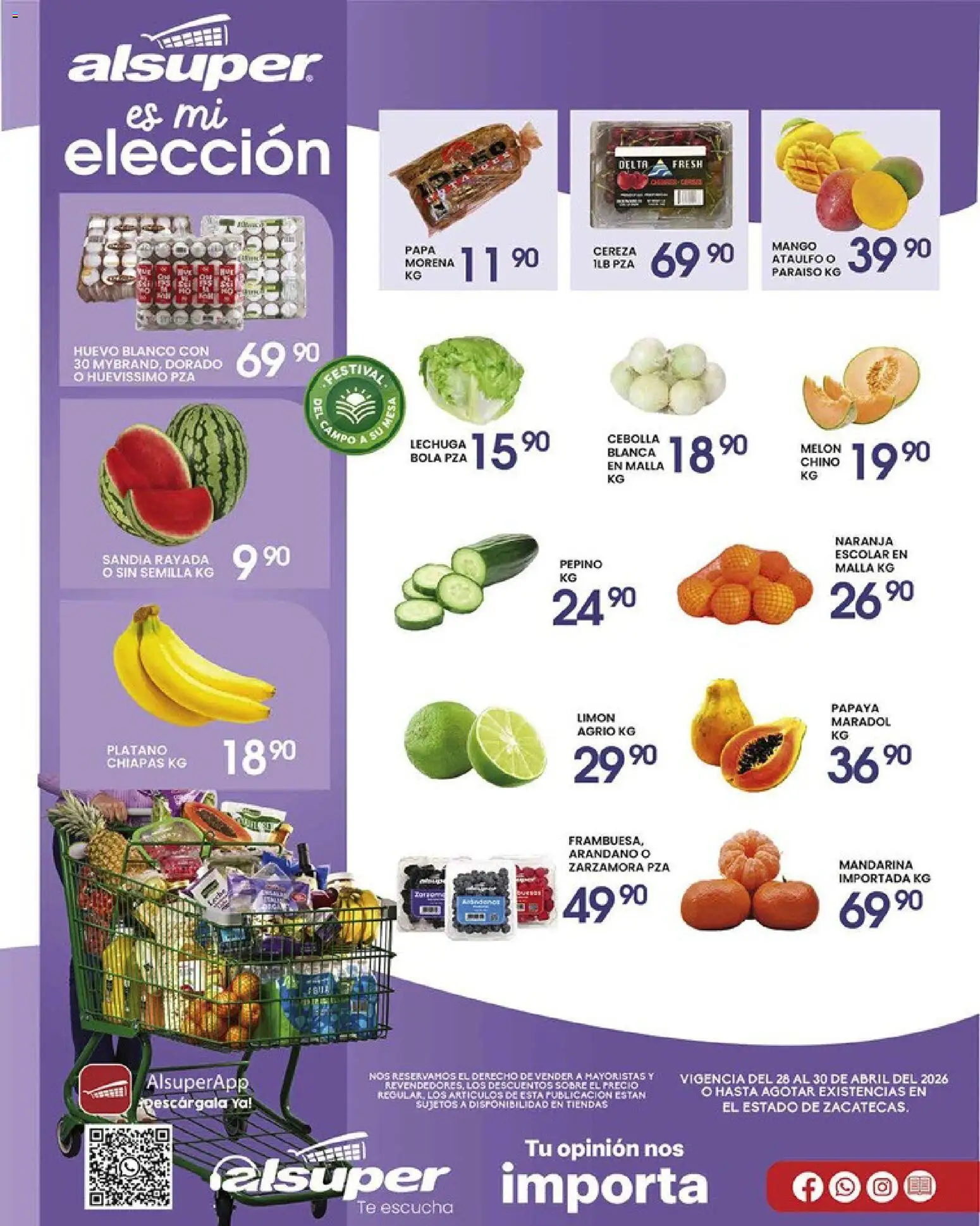 Nuevas ofertas de Alsuper válidas en toda la República Mexicana desde el 28.04.2026. ¡Encuentra las mejores ofertas en Alsuper folleto Calera! | Página: 1 | Productos: Limón, Té, Malla, Sobre