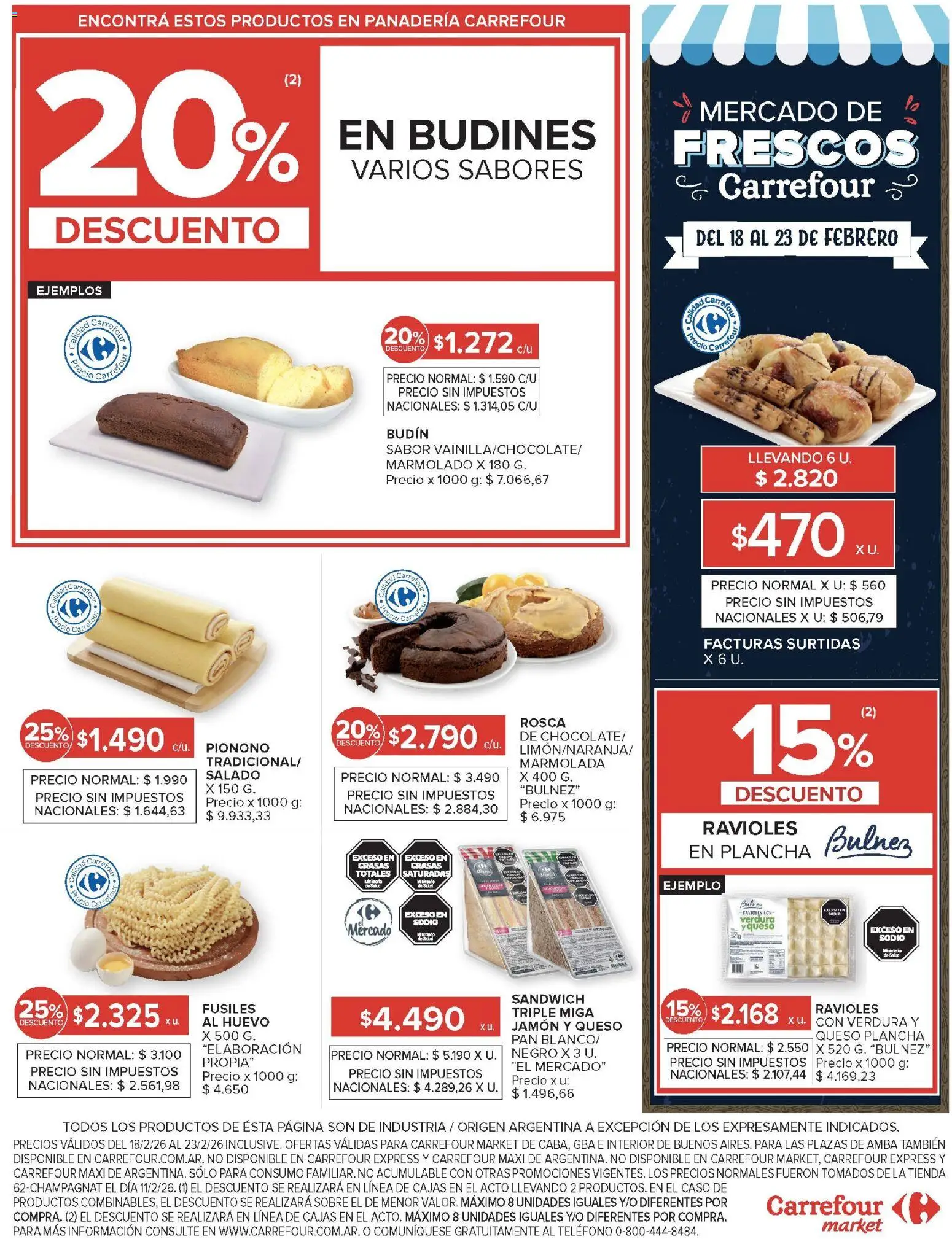 Carrefour Market catálogo │ válido desde el 18.02.2026 | Página: 19 | Productos: Teléfono, Panadería, Budín, Jamón