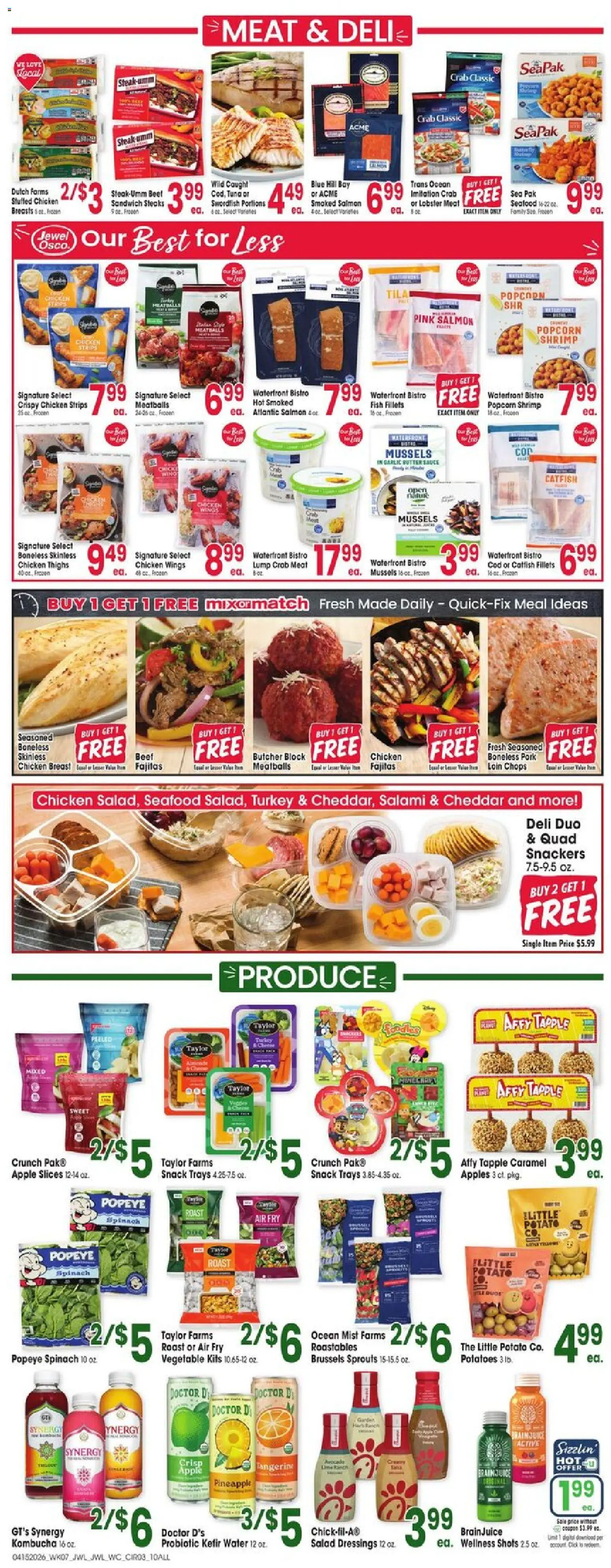 Jewel Osco Weekly Ad - IN - valid from 15.04.2026 | Page: 3 | Products: Spinach, Pork, Water, Seafood