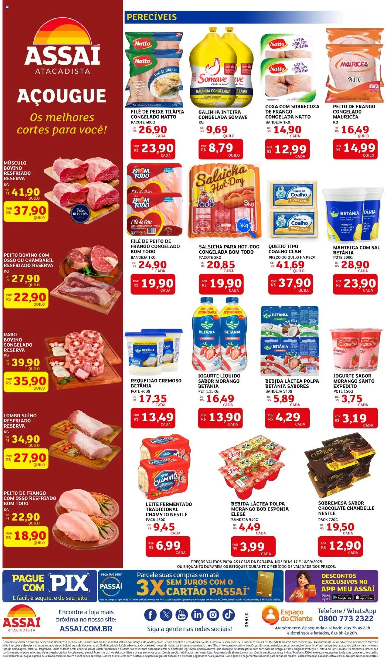 Assaí Atacadista Folheto - válido de 17.09.2025 | Página: 2 | Produtos: Lombo, Iogurte, Base, Sal