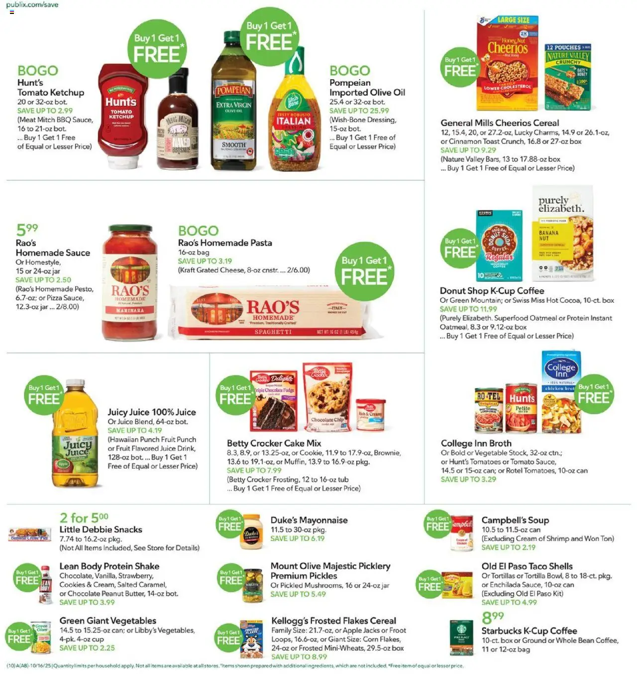 Publix Weekly Ad - valid from 15.10.2025 | Page: 10 | Products: Flakes, Vegetables, Mayonnaise, Chocolate Chip