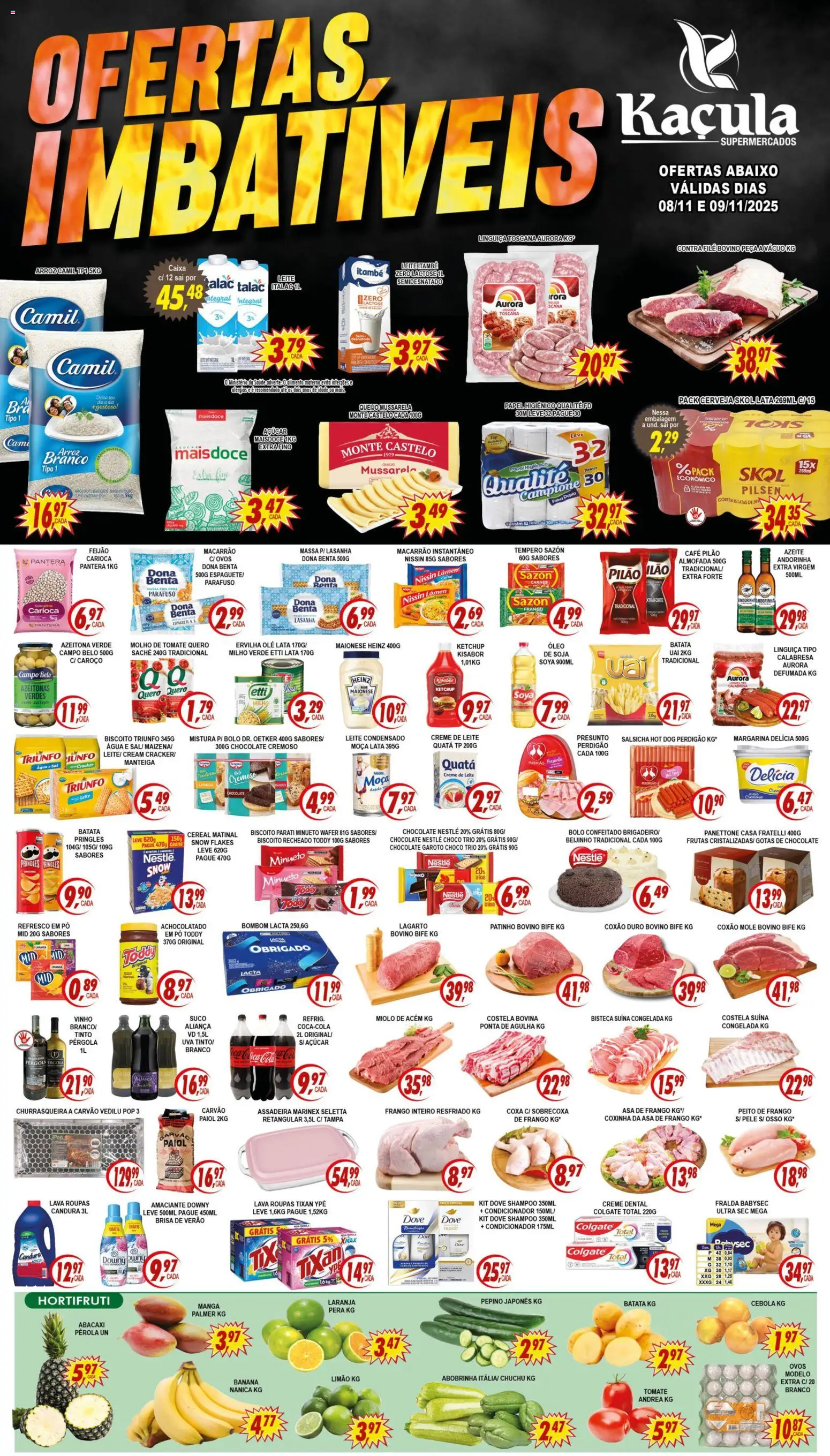 Kaçula Folheto - válido de 08.11.2025 | Página: 1 | Produtos: Abobrinha, Salsicha, Caixa, Creme