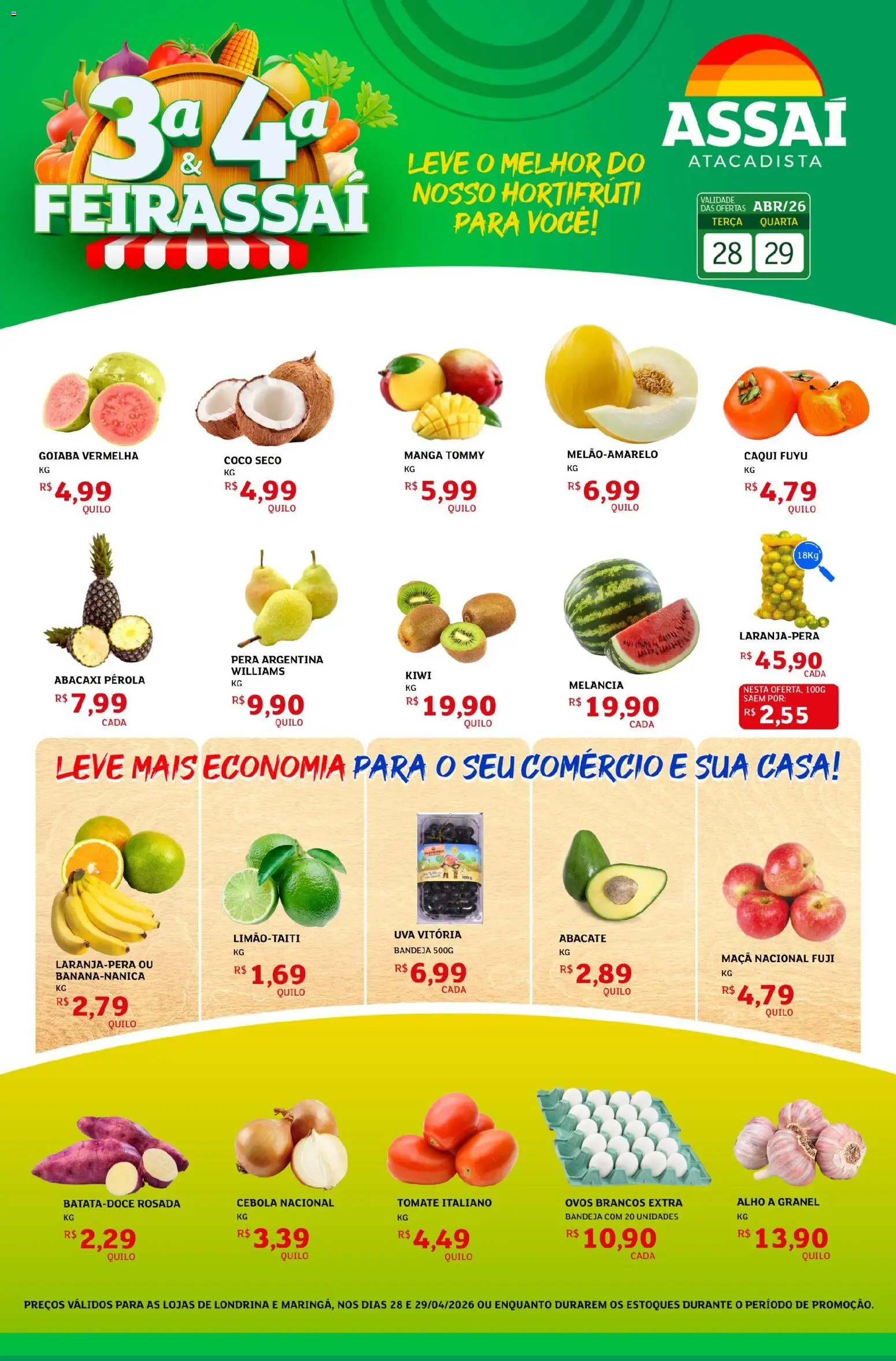 Assaí Atacadista Folheto - válido de 28.04.2026 | Página: 1 | Produtos: Caqui, Coco, Cebola, Kiwi