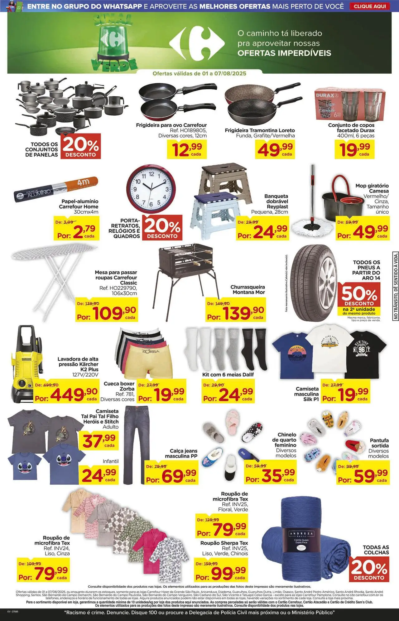 Carrefour Folheto - válido de 01.08.2025 | Página: 14 | Produtos: Mop, Porta, Pneus, Roupas
