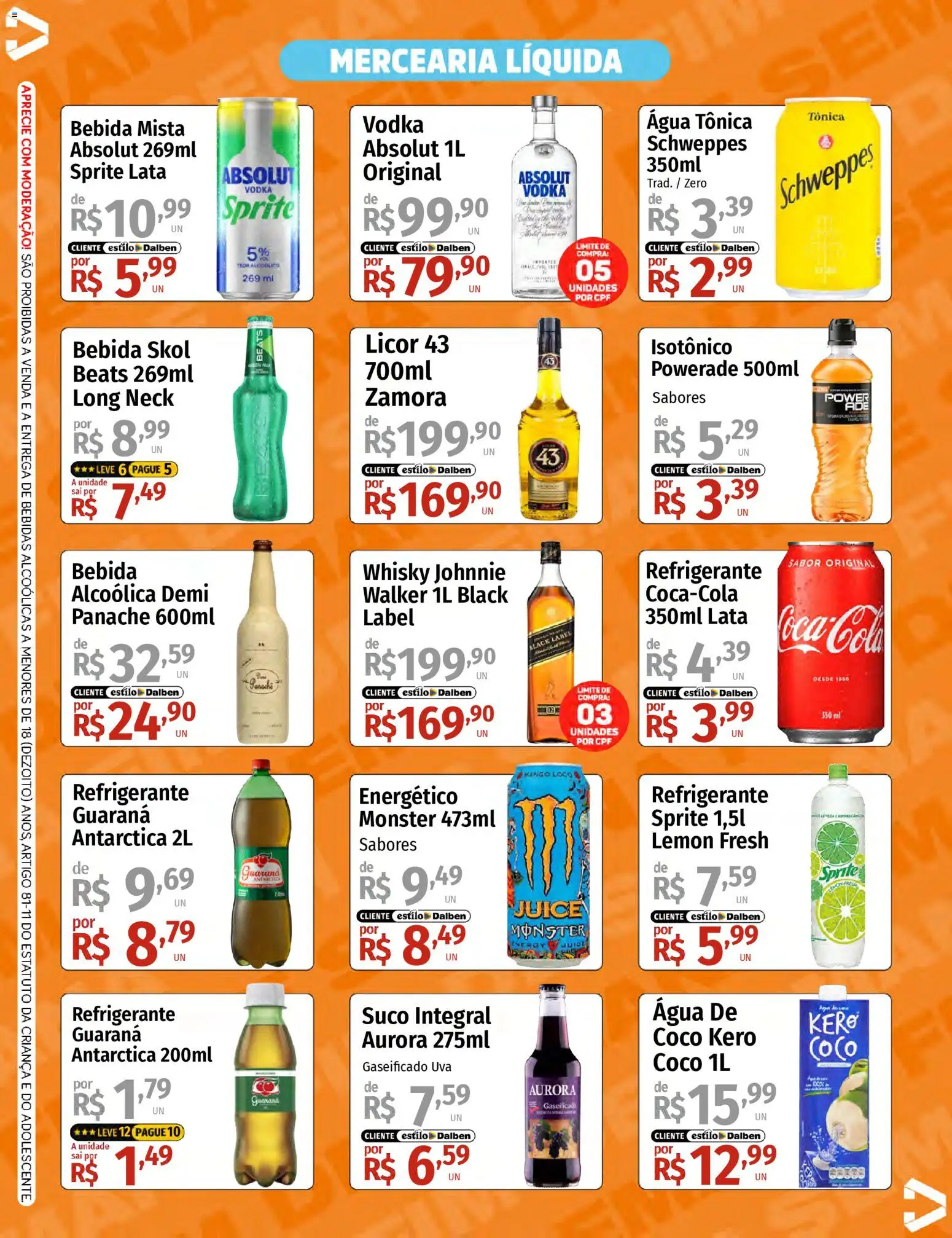 Supermercado Dalben Folheto - válido de 20.03.2026 | Página: 3 | Produtos: Coco, Água tônica, Energético, Suco