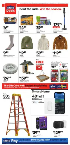 Preview of Lowe's weekly ads valid from 06.11.2025 | Page: 4 | Products: Bed, Oil, Jacket, Camera