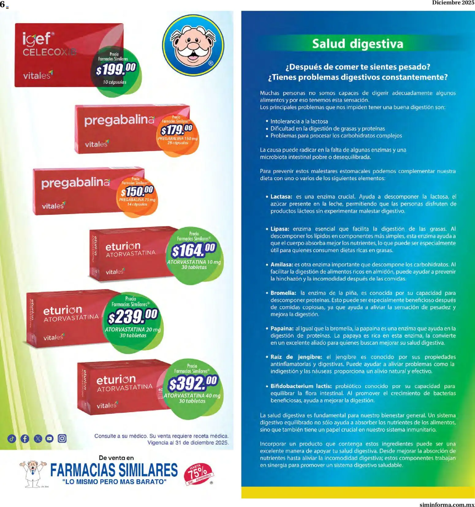 Nuevas ofertas de Farmacias Similares válidas en toda la República Mexicana desde el 01.12.2025. ¡Encuentra las mejores ofertas en Farmacias Similares catálogo! | Página: 6 | Productos: Azúcar, Té