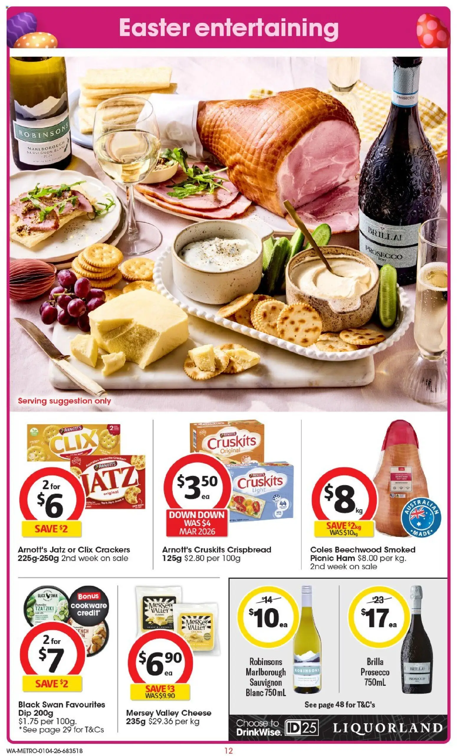 Coles catalogue - valid from 01.04.2026 | Page: 12 | Products: Light, Crackers, Cheese, Ham