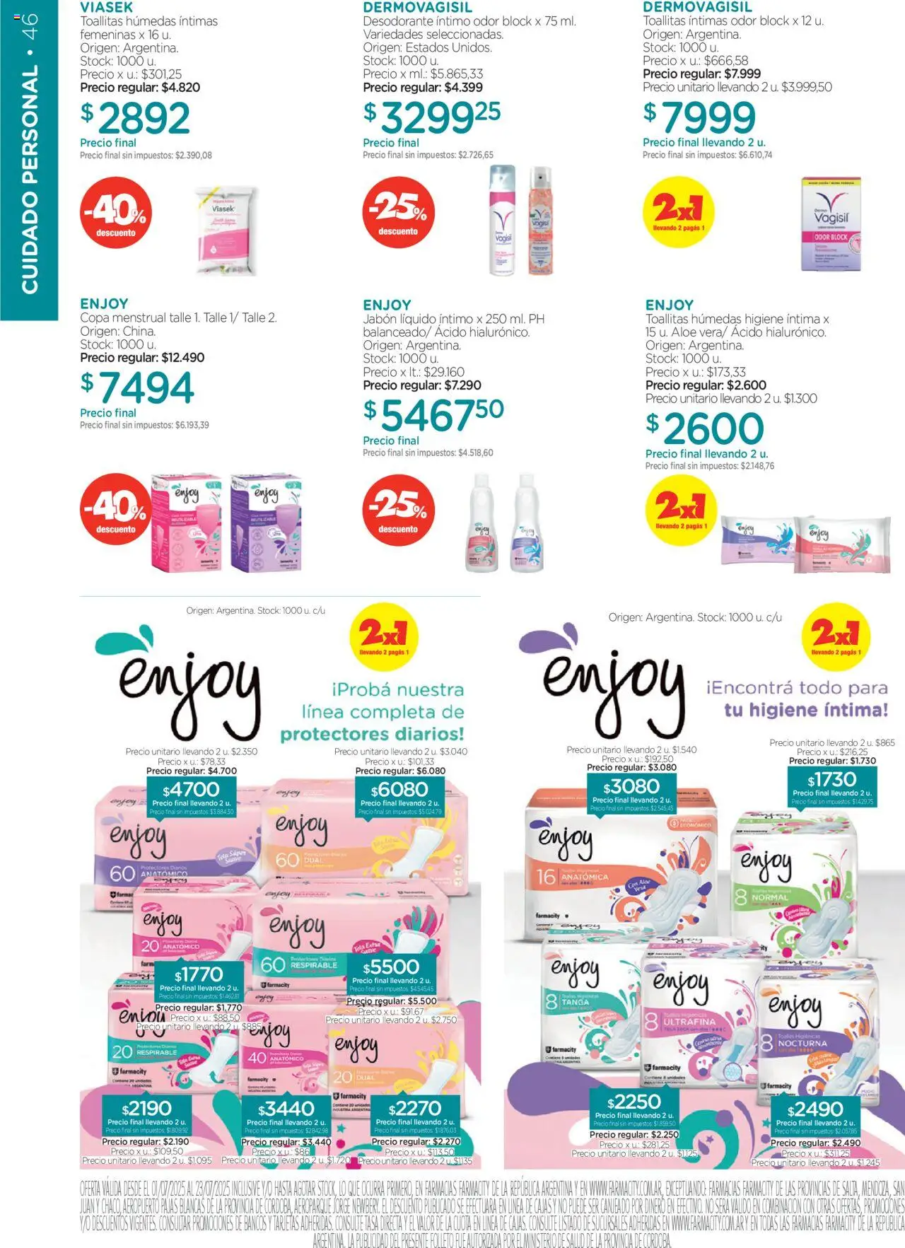Farmacity catálogo │ válido desde el 01.07.2025 | Página: 46 | Productos: Jabón líquido, Jabón, Copa menstrual, Protectores diarios