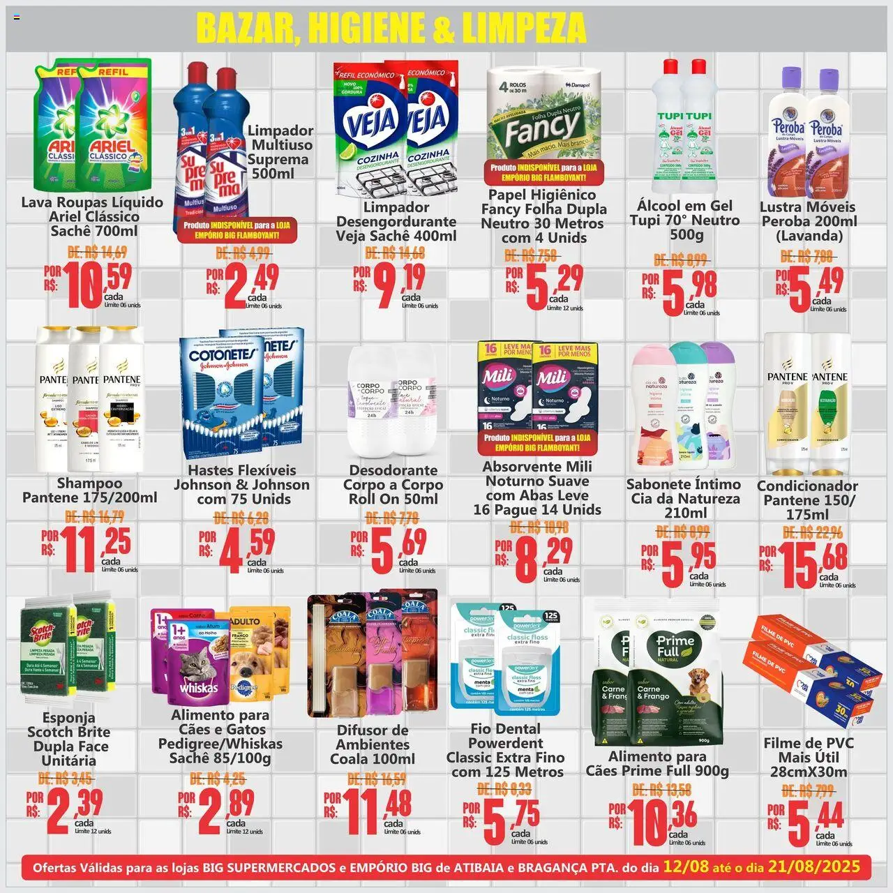 Big Supermercados Folheto - válido de 12.08.2025 | Página: 6 | Produtos: Carne, Frango, Absorvente, Papel higiênico