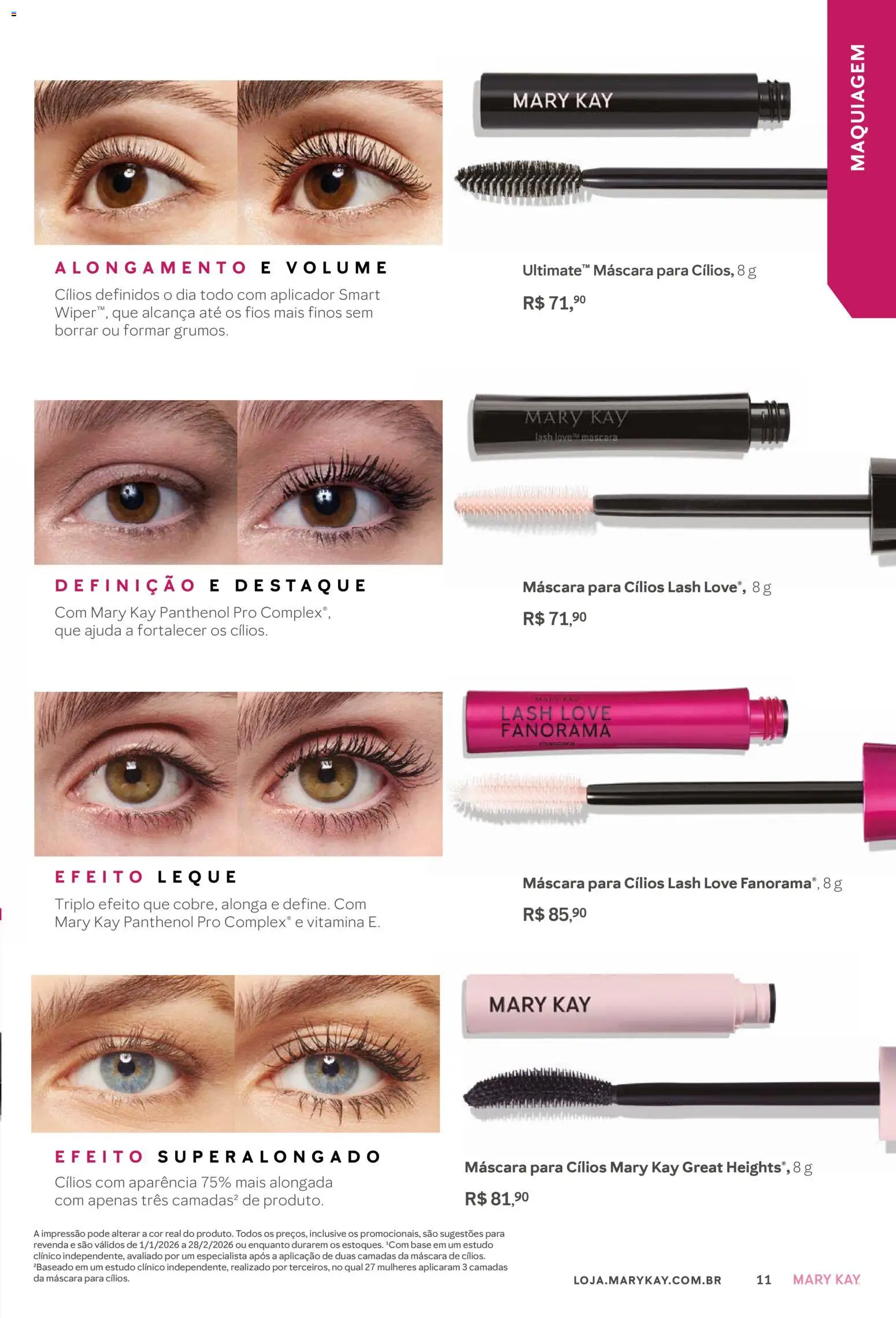 Mary Kay Folheto - válido de 01.01.2026 | Página: 11 | Produtos: Maquiagem, Máscara para cílios, Base
