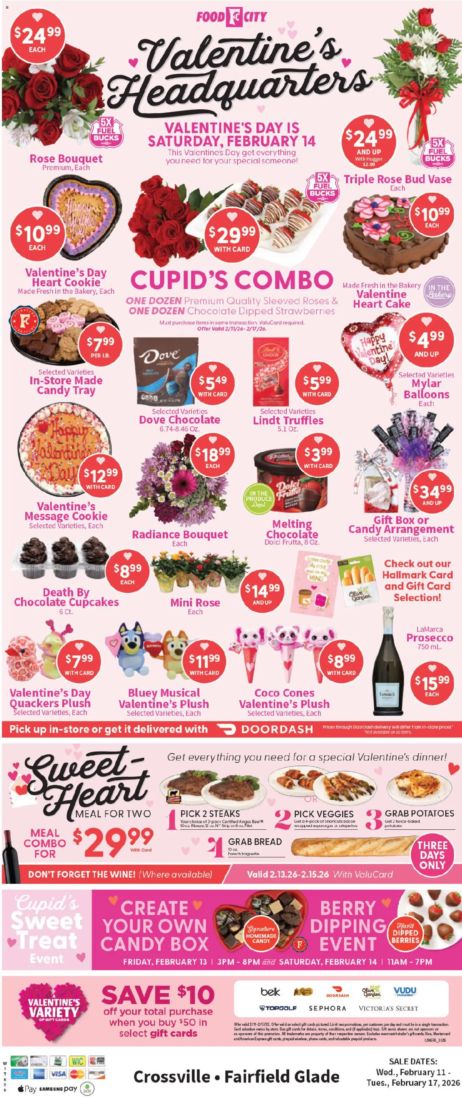 Food City Weekly Ad - valid from 11.02.2026 | Page: 1 | Products: Vase, Bread, Potatoes, Phone