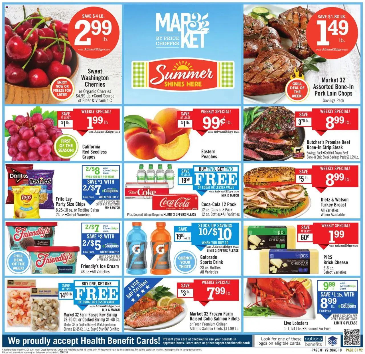 Price Chopper Weekly Ad - valid from 27.07.2025 | Page: 1 | Products: Cheese, Beef, Cream, Grapes