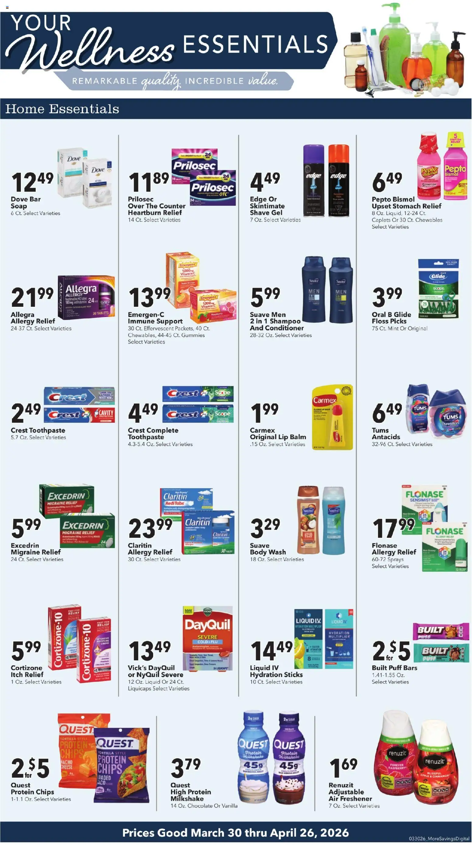 Coborn's Wellness Essentials - valid from 30.03.2026 | Page: 1 | Products: Cheese, Soap, Toothpaste, Chips