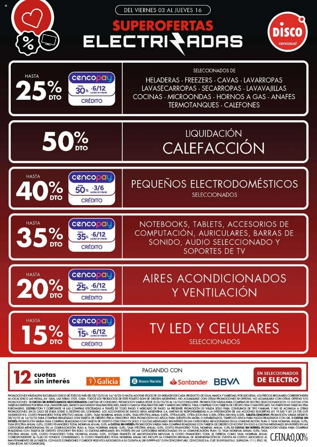 Disco - Ofertas | Electro, T. Libre y más │ válido desde el 03.10.2025 | Página: 1 | Productos: Audio, Cartera, Banco, Microondas