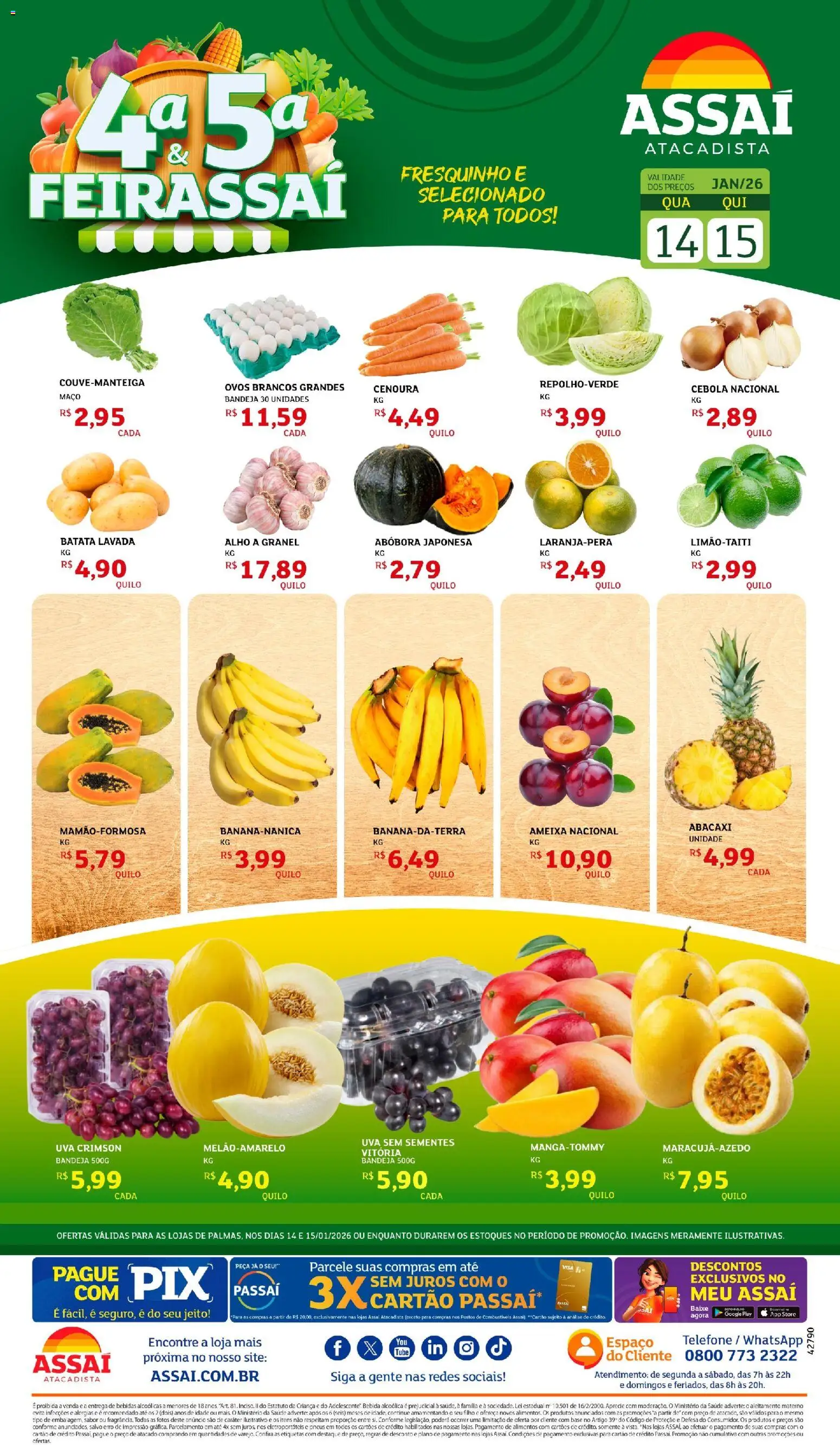 Assaí Atacadista Folheto - válido de 15.01.2026 | Página: 1 | Produtos: Abóbora, Pneus, Bebida, Ameixa