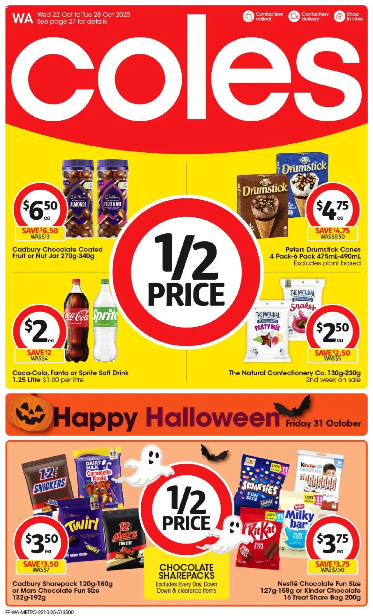 Coles catalogue - valid from 22.10.2025 | Page: 1 | Products: Plant, Dairy, Chocolate, Coca Cola