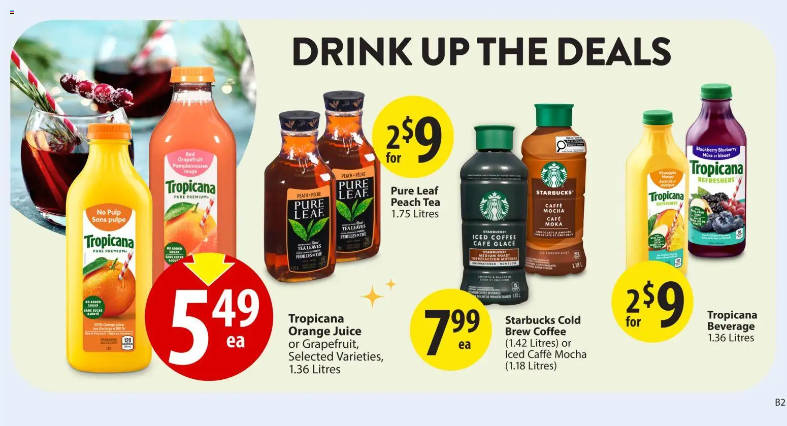 Save on foods flyer valid from 11.12.2025 | Page: 27 | Products: Tea, Pineapple, Coffee, Juice
