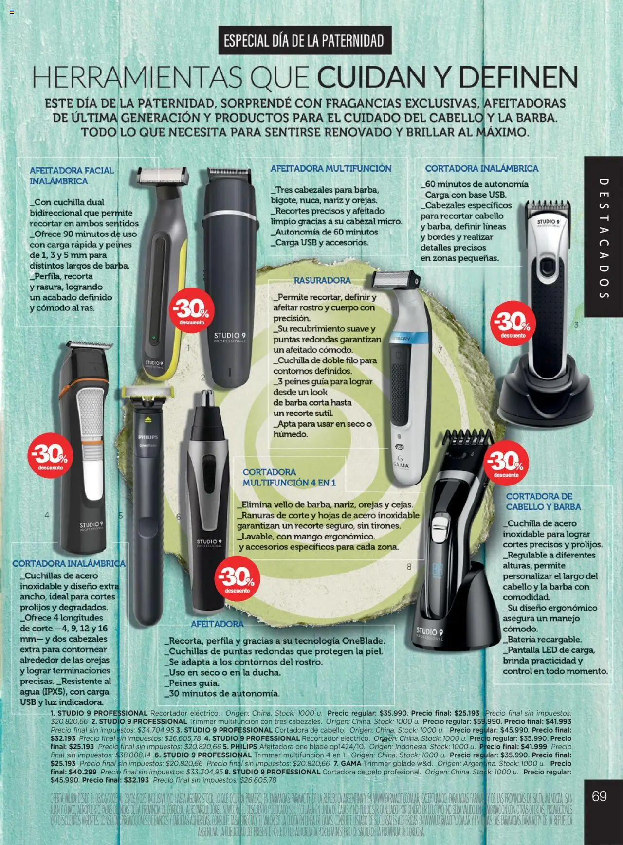 Farmacity catálogo │ válido desde el 03.06.2025 | Página: 69 | Productos: Cortadora de cabello, Batería, Agua, Afeitadora