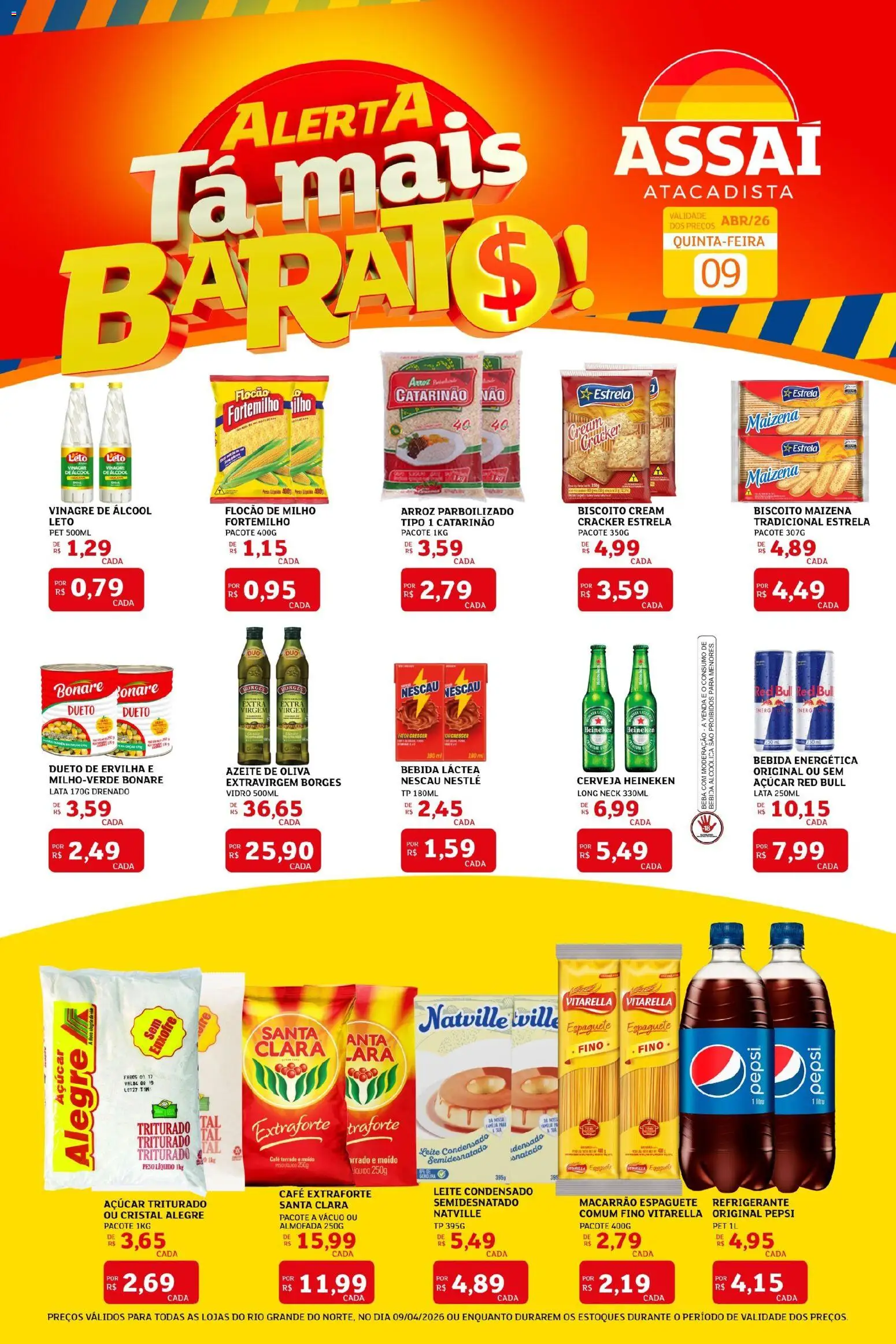 Assaí Atacadista Folheto - válido de 09.04.2026 | Página: 1 | Produtos: Ervilha, Café, Cerveja, Arroz