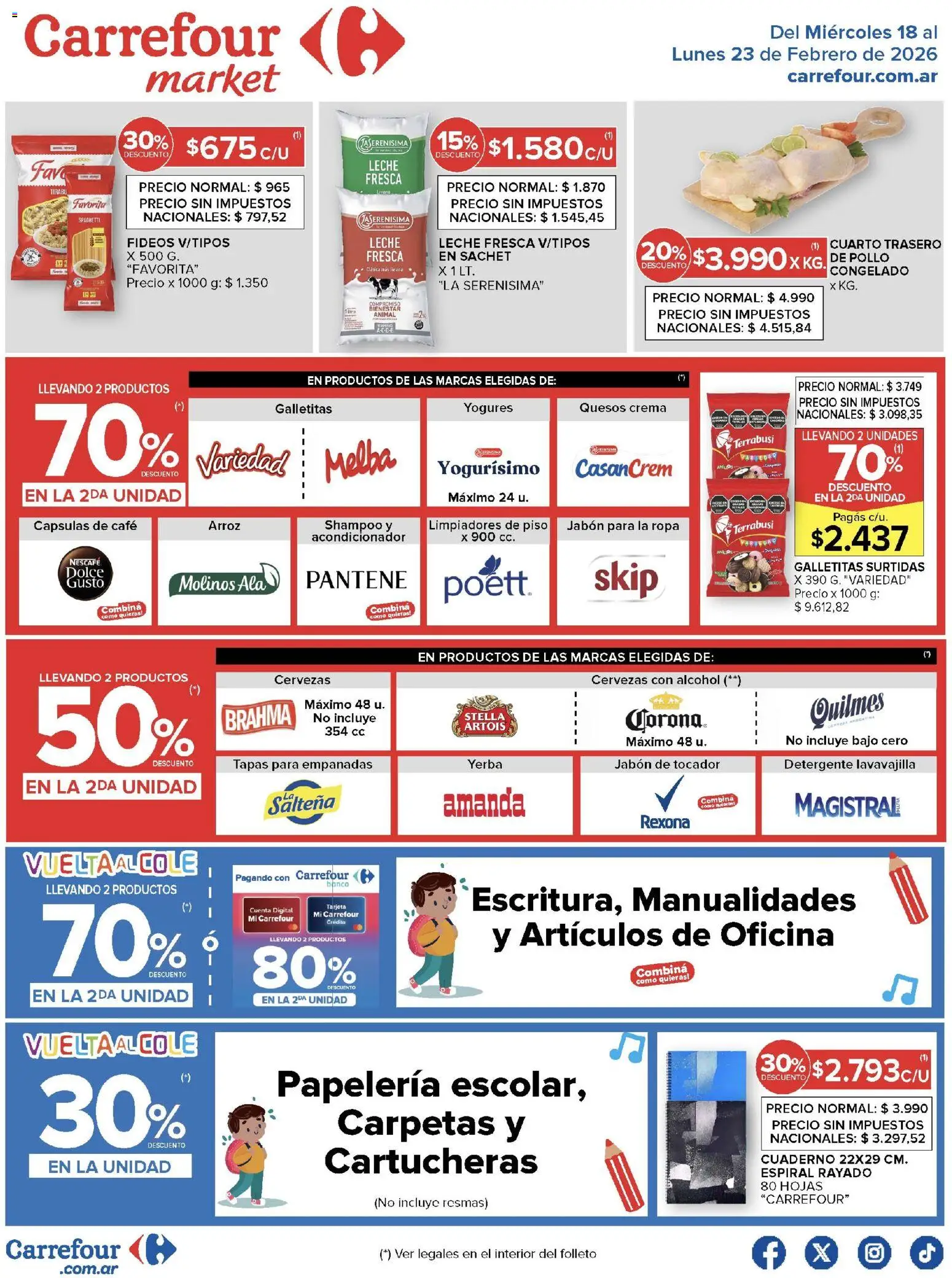 Carrefour Market catálogo │ válido desde el 18.02.2026 | Página: 1 | Productos: Shampoo, Leche, Arroz, Fideos