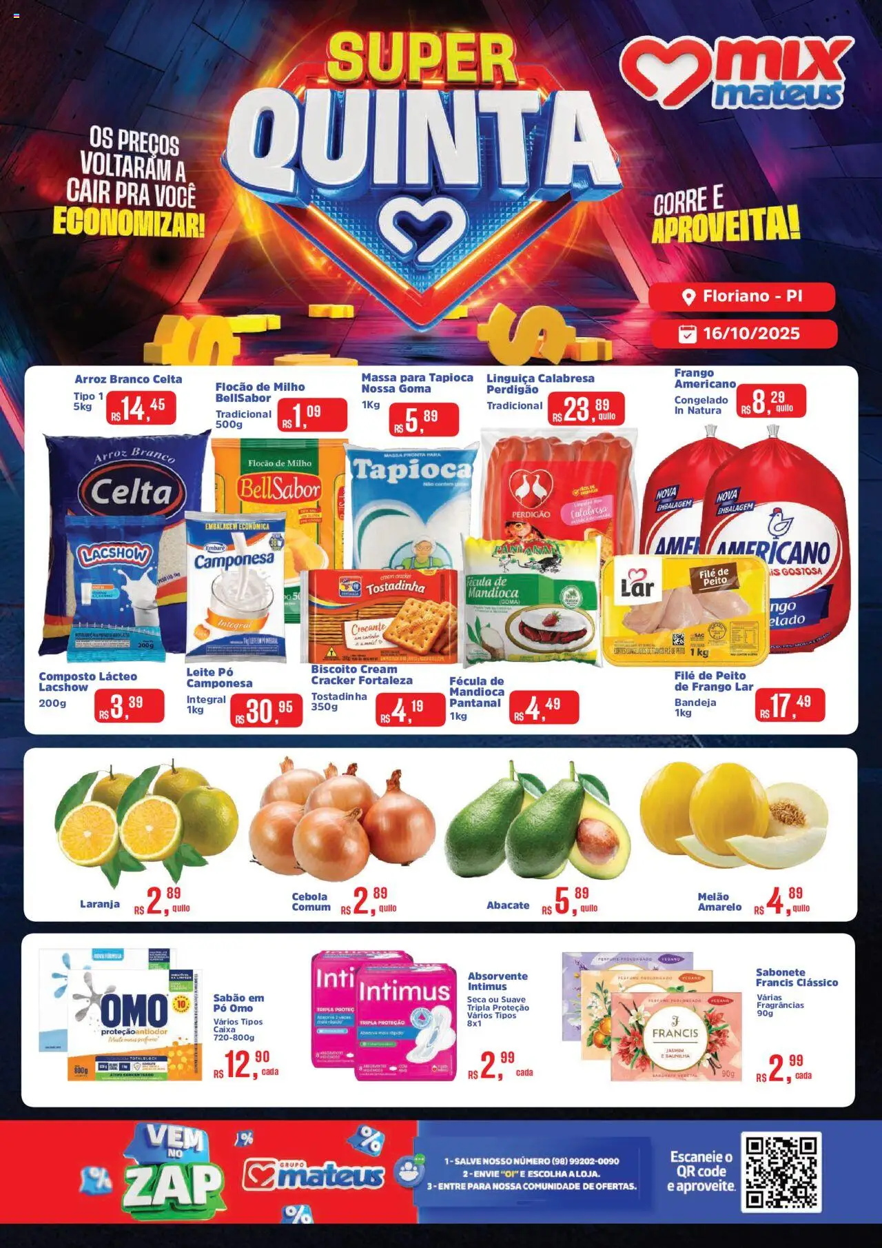Mateus Folheto - válido de 16.10.2025 | Página: 1 | Produtos: Arroz, Sabonete, Bandeja, Absorvente