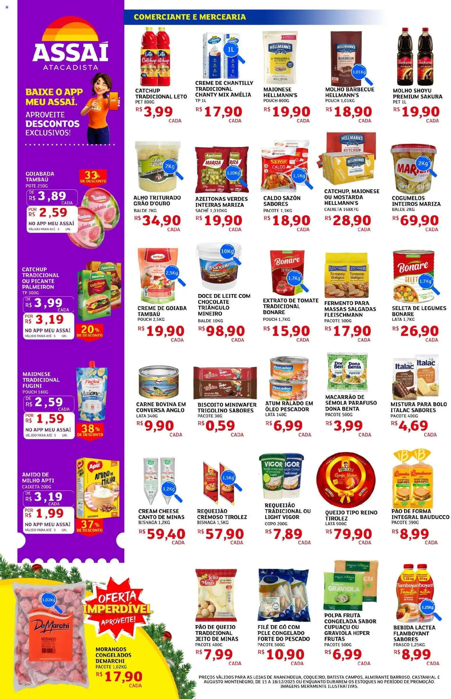Assaí Atacadista Folheto - válido de 15.12.2025 | Página: 2 | Produtos: Alho, Bebida, Maionese, Doce de leite