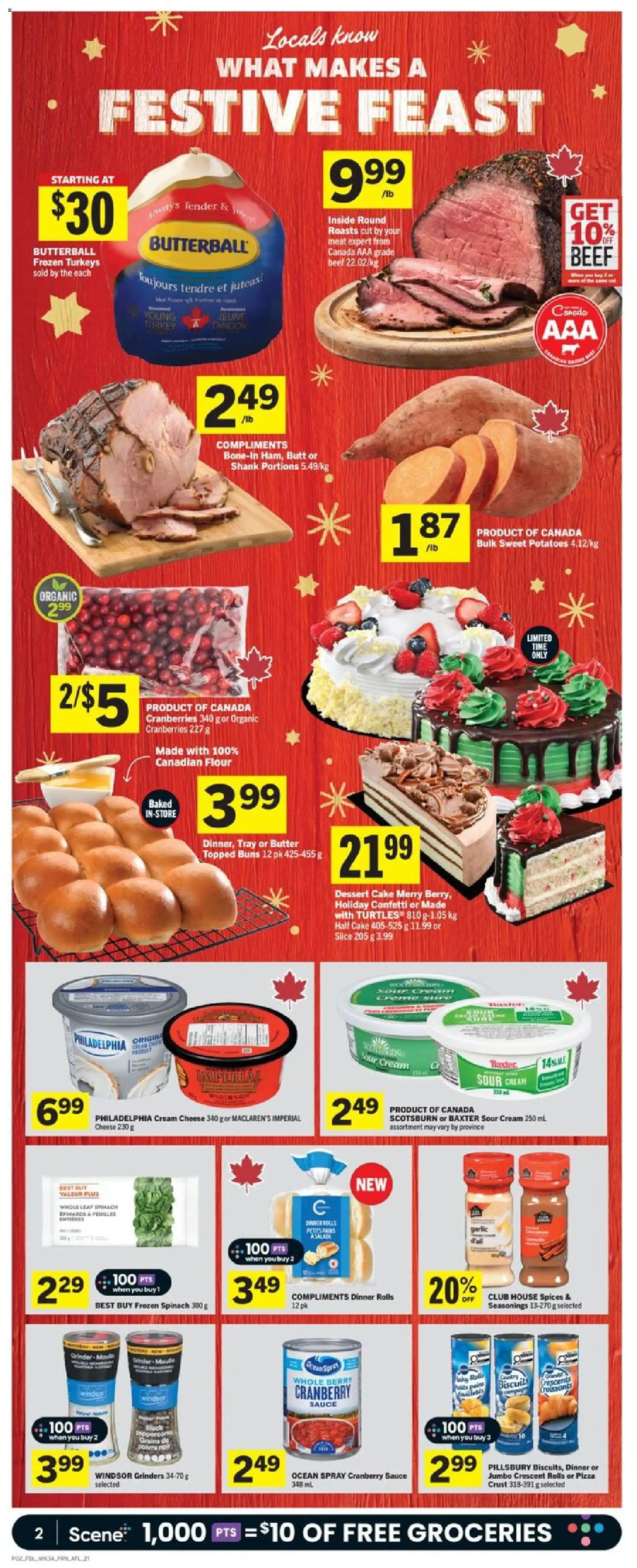Foodland flyer valid from 18.12.2025 | Page: 3 | Products: Sour cream, Beef, Turkey, Potatoes