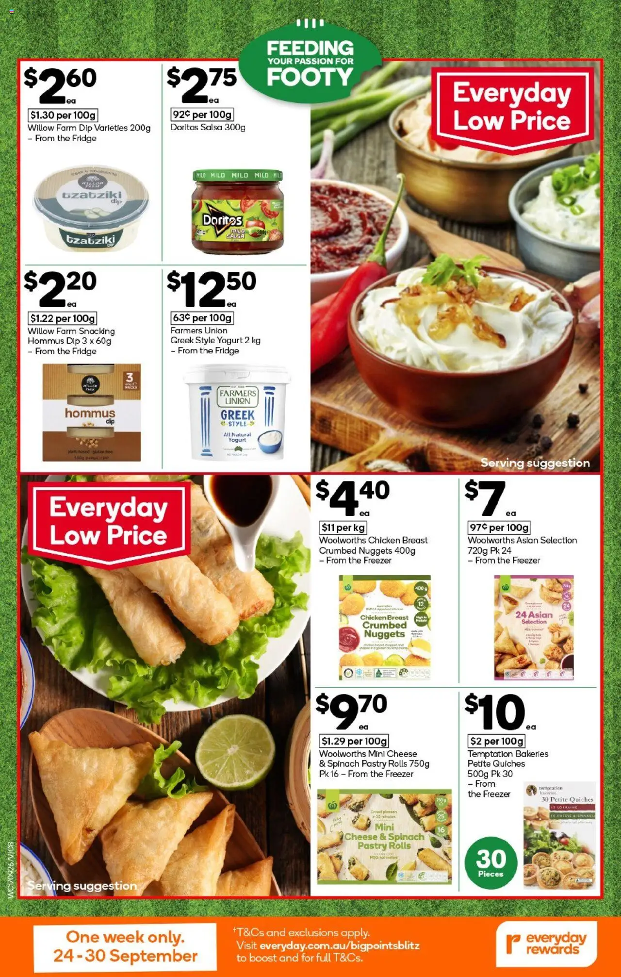 Woolworths catalogue - valid from 24.09.2025 | Page: 8 | Products: Pastry, Spinach, Salsa, Fridge