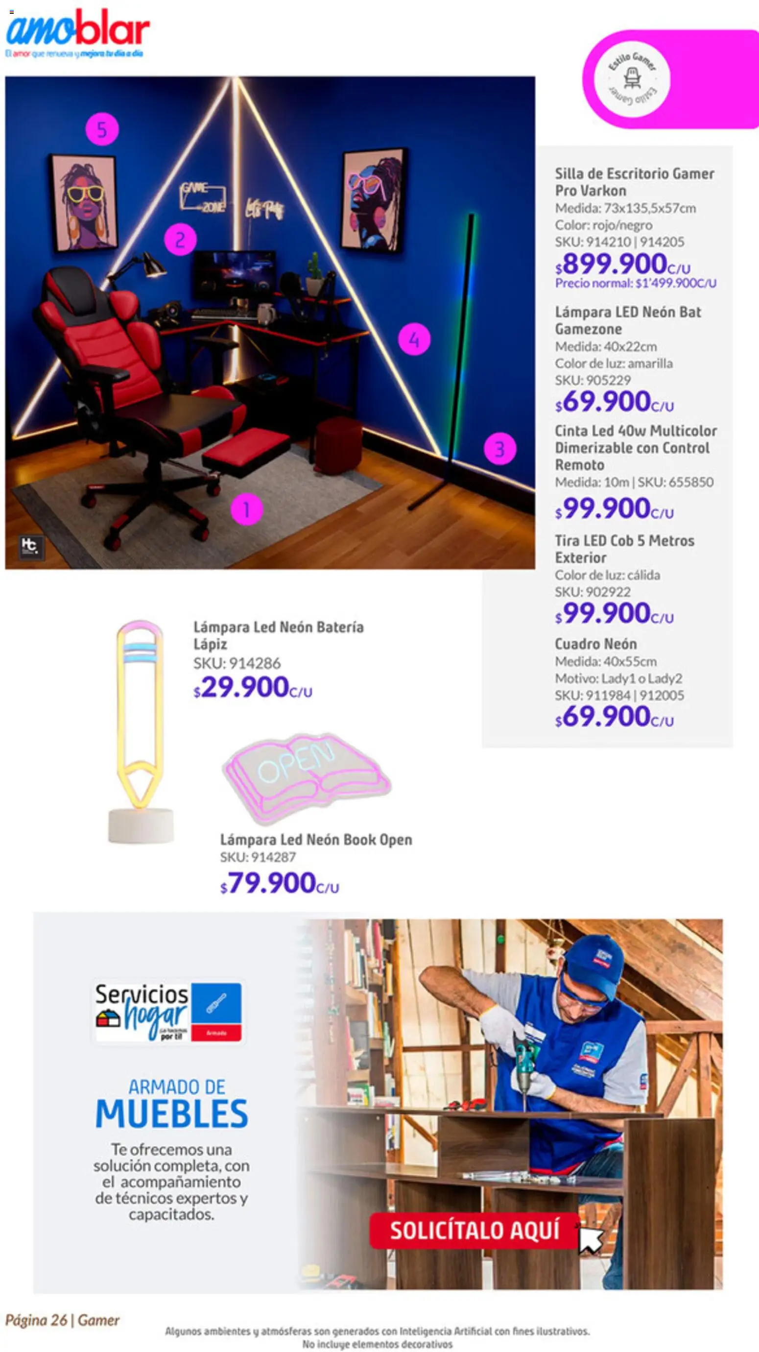 Homecenter revista - valida desde el 22.01.2026 | Página: 26 | Productos: Escritorio, Silla, Cinta, Cuadro