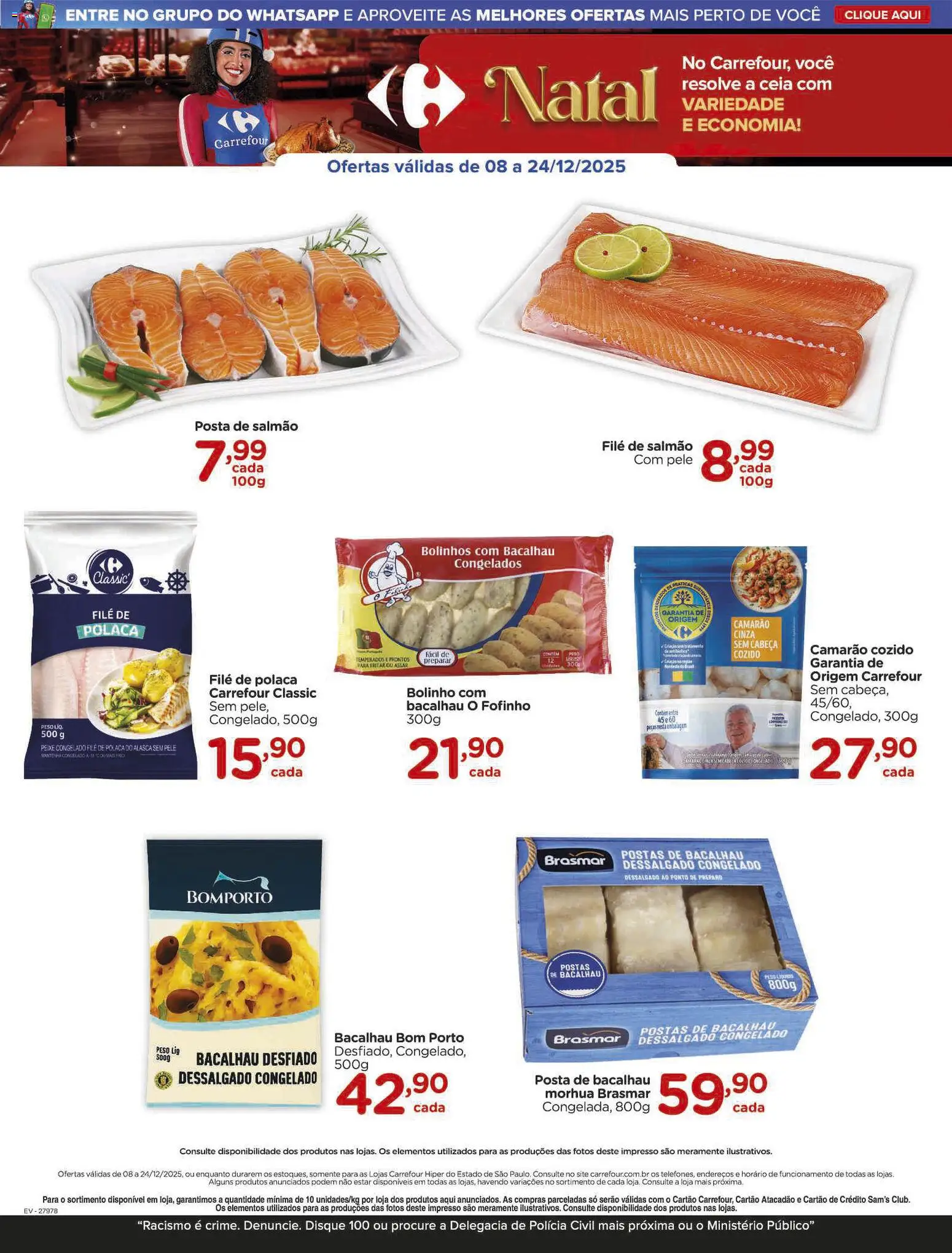 Carrefour Folheto - válido de 08.12.2025 | Página: 18 | Produtos: Salmão, Camarão, Peixe, File de polaca