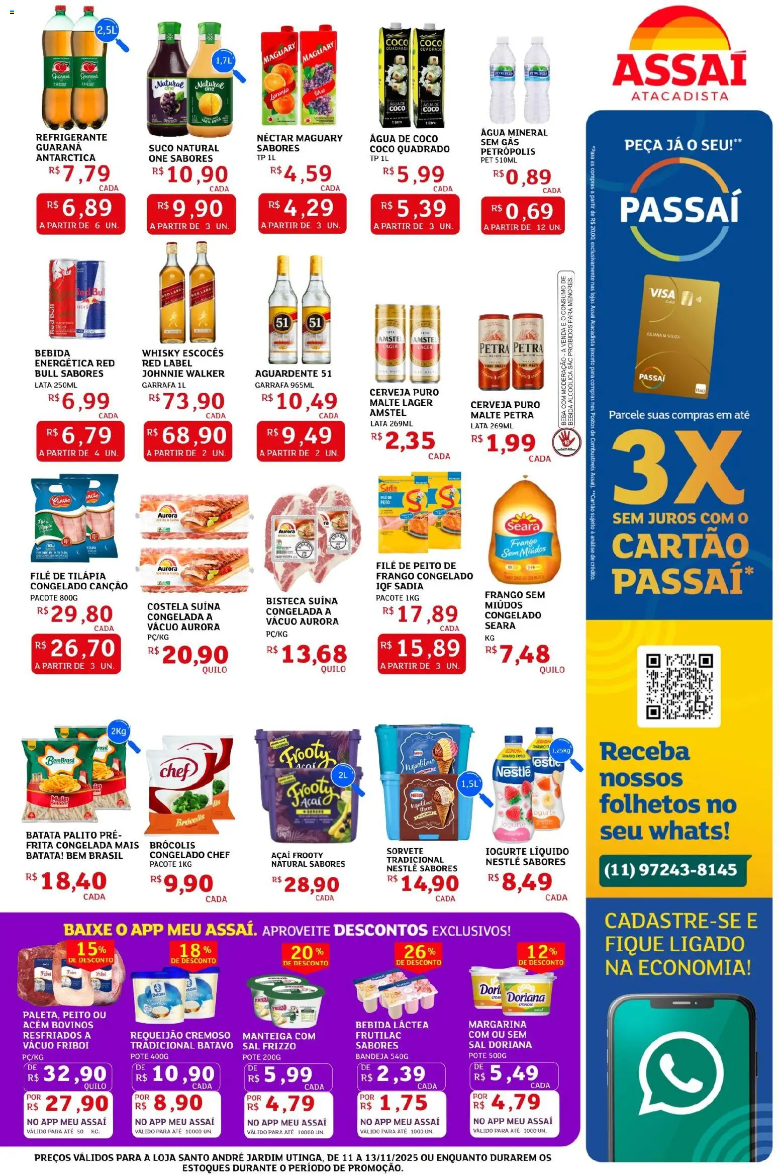 Assaí Atacadista Folheto - válido de 11.11.2025 | Página: 3 | Produtos: Cerveja, Água mineral, Batata, Sal