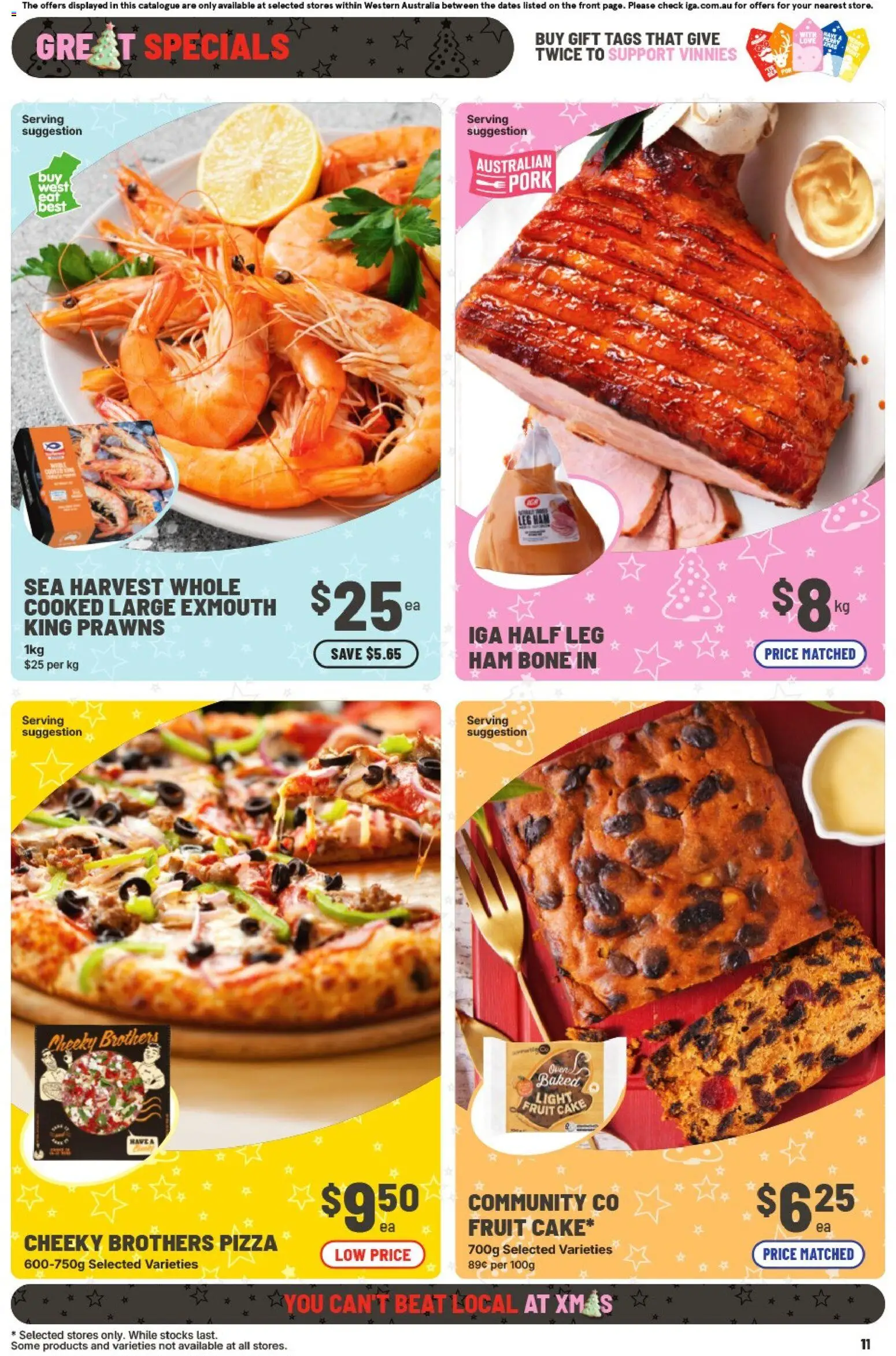 IGA catalogue - valid from 17.12.2025 | Page: 14 | Products: Ham, Pizza, Pork, Prawns