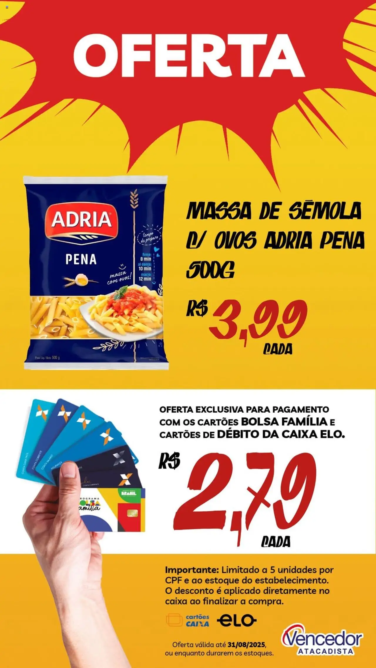Vencedor Atacadista Folheto - válido de 12.08.2025 | Página: 7 | Produtos: Caixa, Ovos, Massa, Bolsa