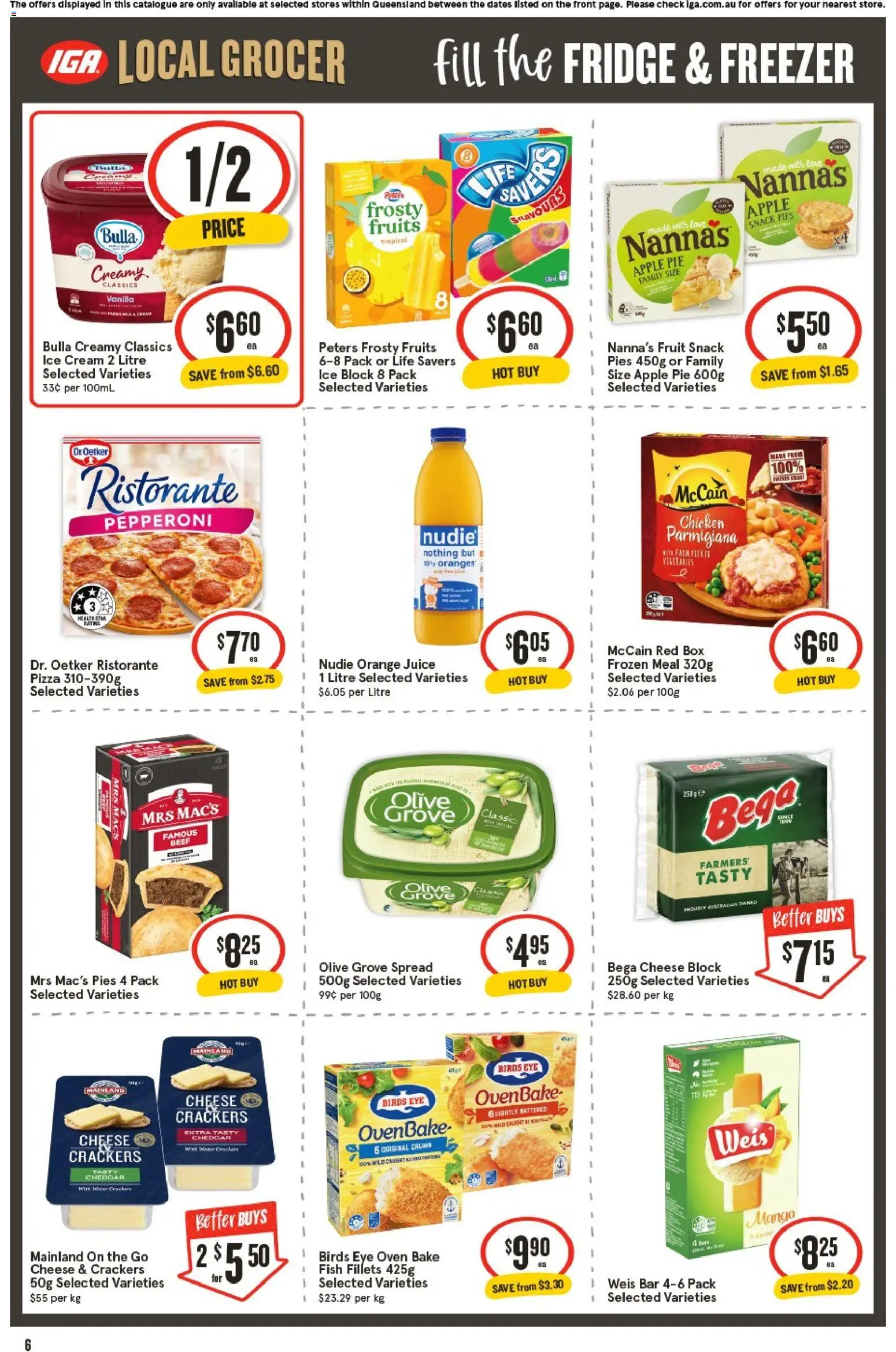 IGA catalogue - valid from 07.01.2026 | Page: 6 | Products: Cream, Fruits, Pies, Fridge