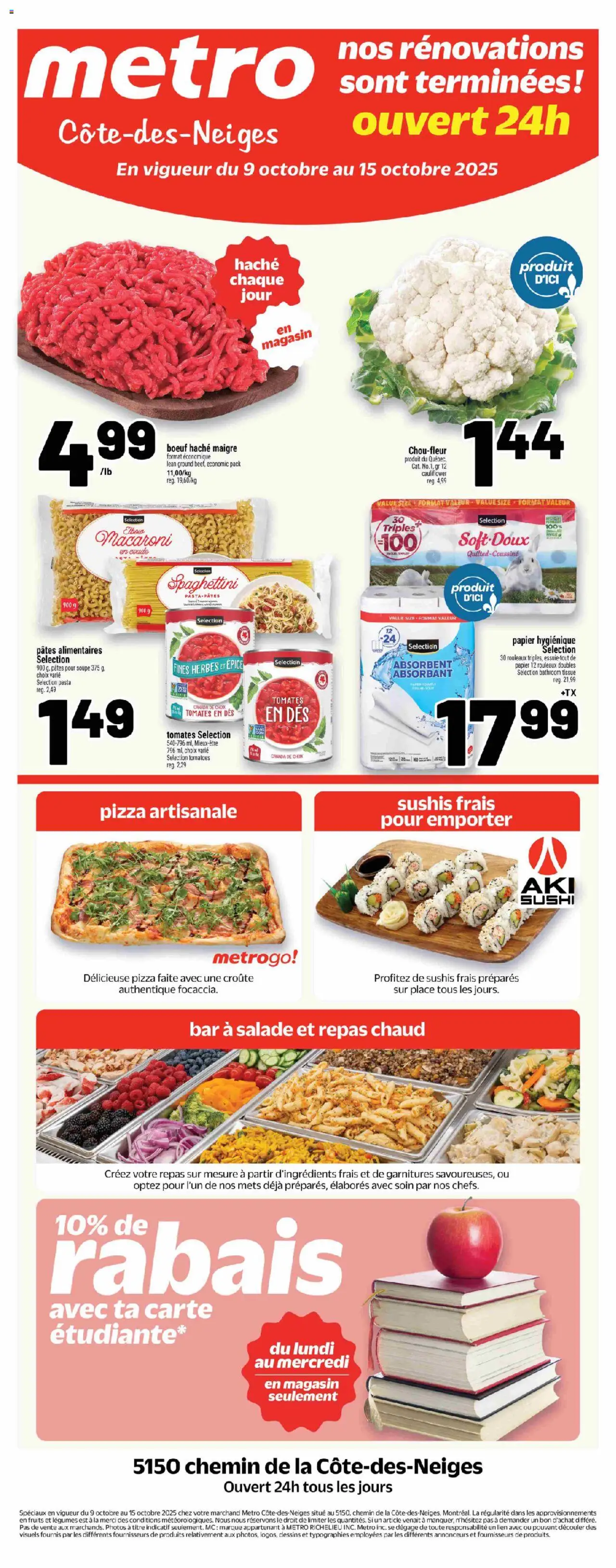 Metro flyer valid from 09.10.2025 | Page: 1 | Products: Pasta, Pizza, Tomatoes