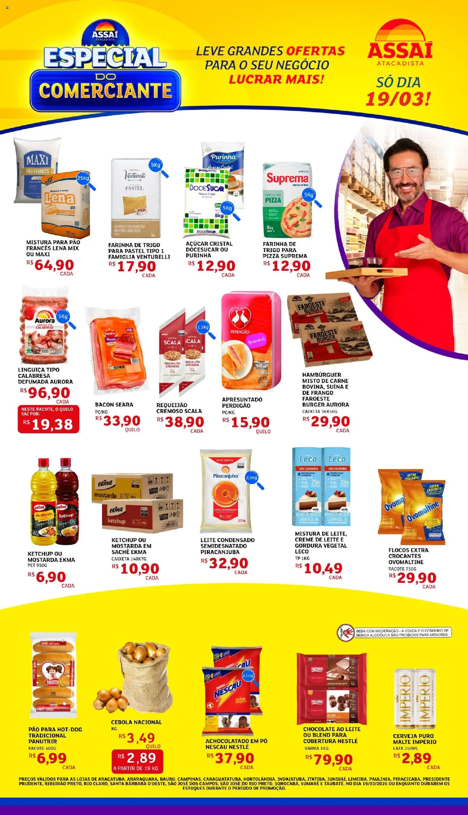 Assaí Atacadista ofertas - SP Folheto - válido de 19.03.2026 | Página: 1 | Produtos: Pó, Lente, Carne, Açúcar