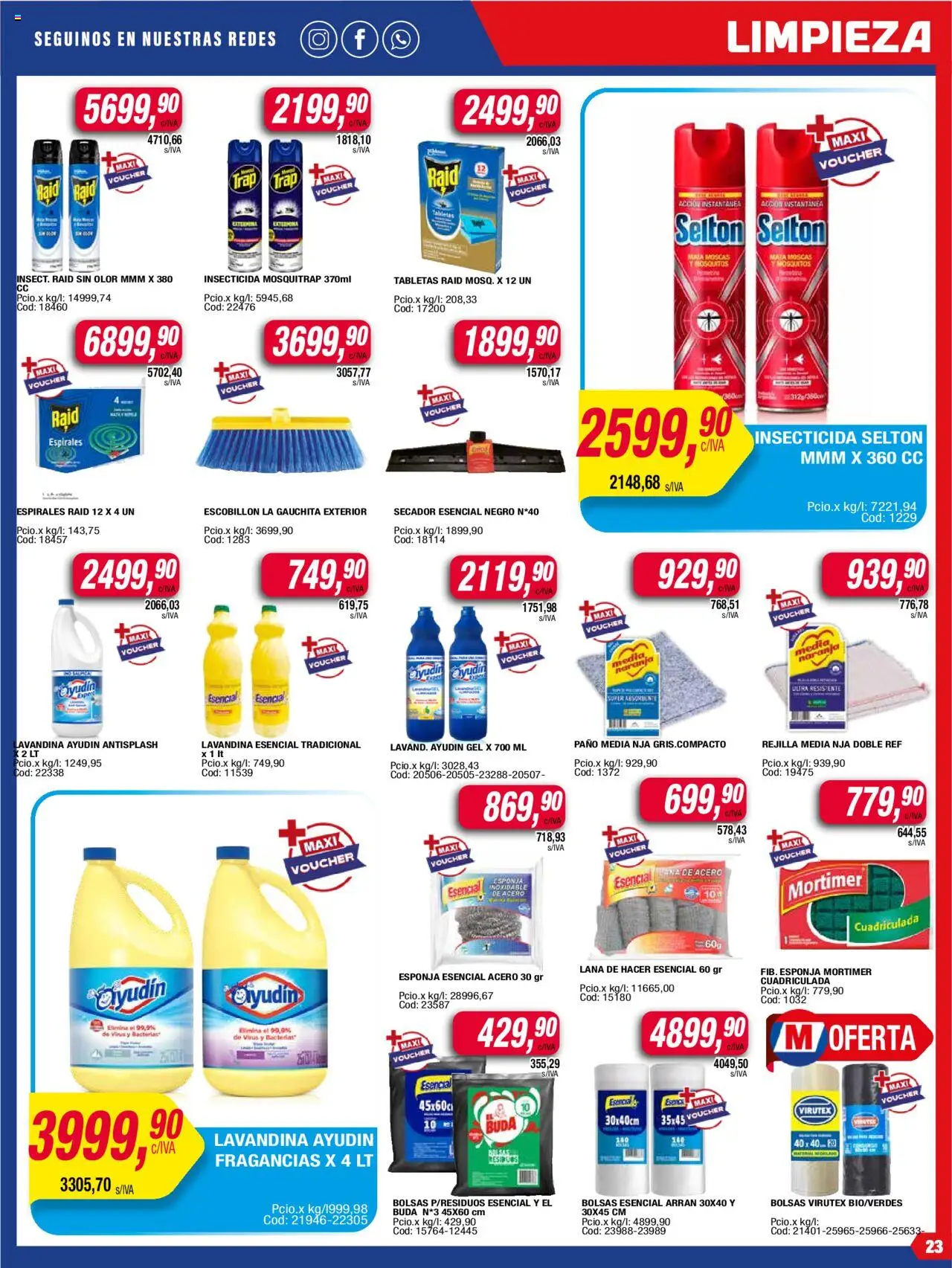 Maxiconsumo ofertas │ válido desde el 18.08.2025 | Página: 23 | Productos: Mata moscas, Lavandina, Esponja, Escobillon