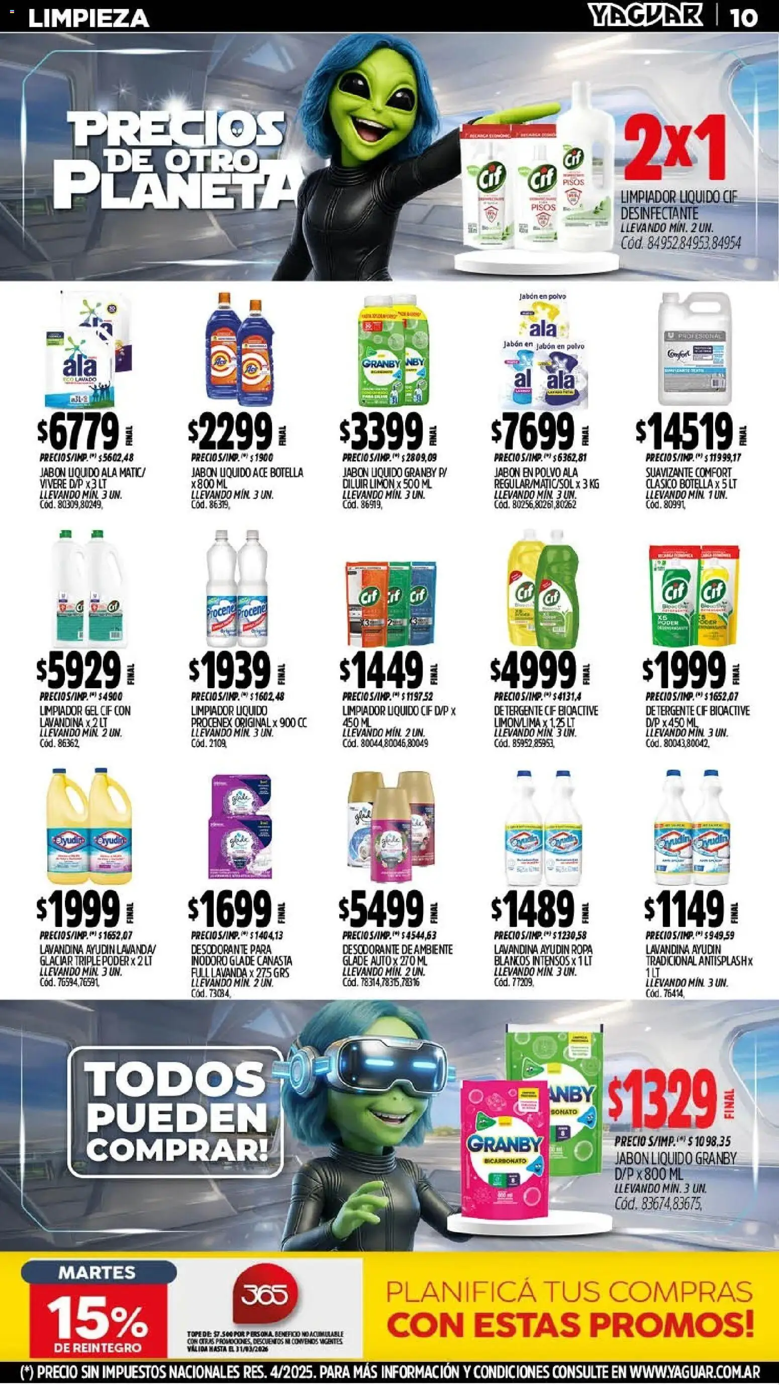 Yaguar - Oferta Semanal Trelew │ válido desde el 11.03.2026 | Página: 14 | Productos: Desinfectante, Botella, Polvo, Jabón líquido