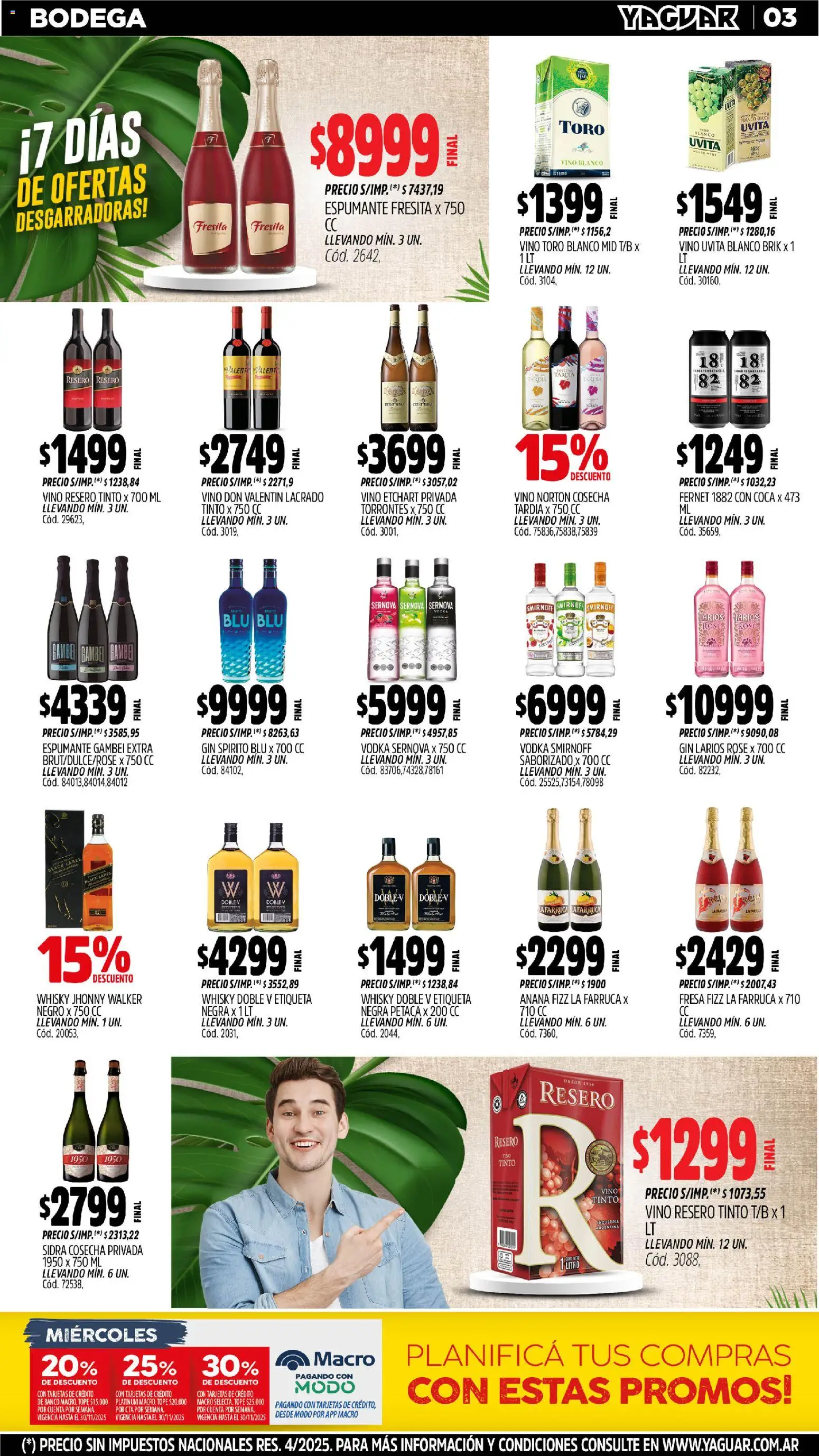 Yaguar - Santa Fe │ válido desde el 03.11.2025 | Página: 3 | Productos: Vodka, Gin, Fernet, Ananá