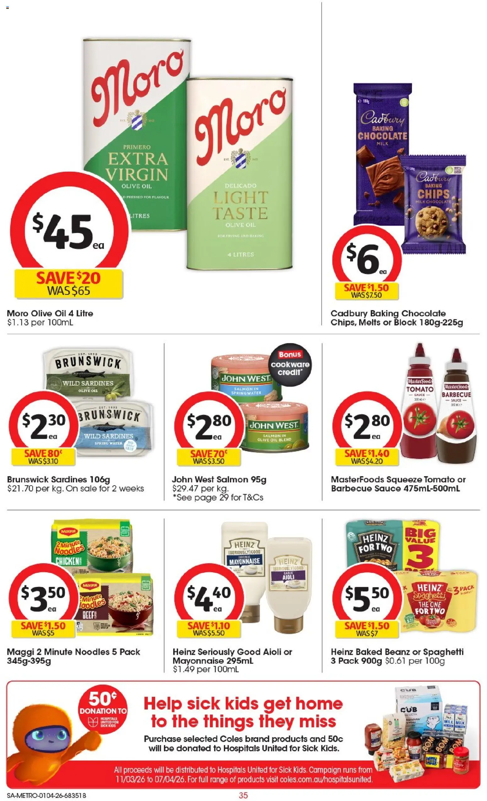 Coles catalogue - valid from 01.04.2026 | Page: 35 | Products: Water, Salmon, Mayonnaise, Sauce